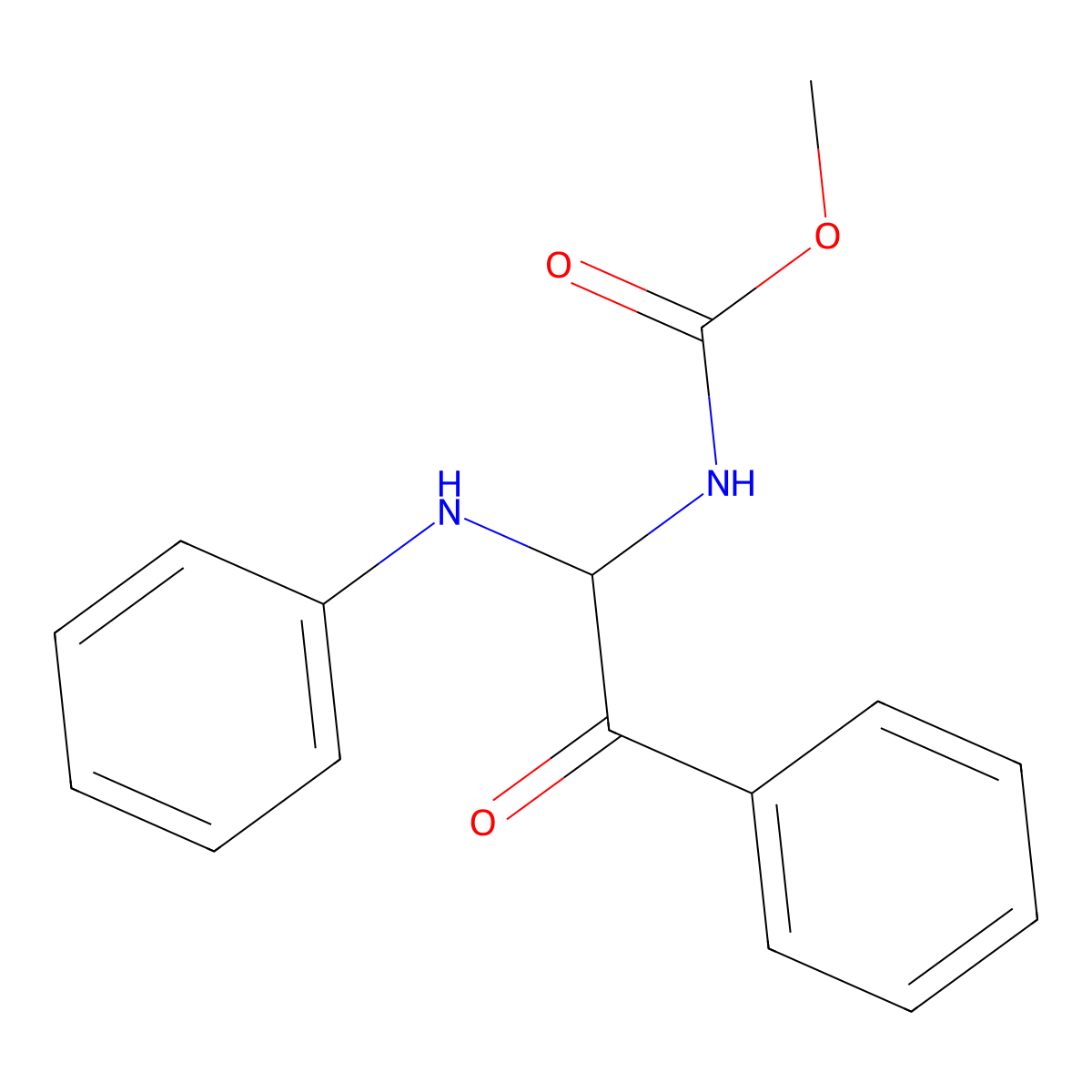 Methyl (2-oxo-2-phenyl-1-(phenylamino)ethyl)carbamate molecular structure, CAS 324058-11-9