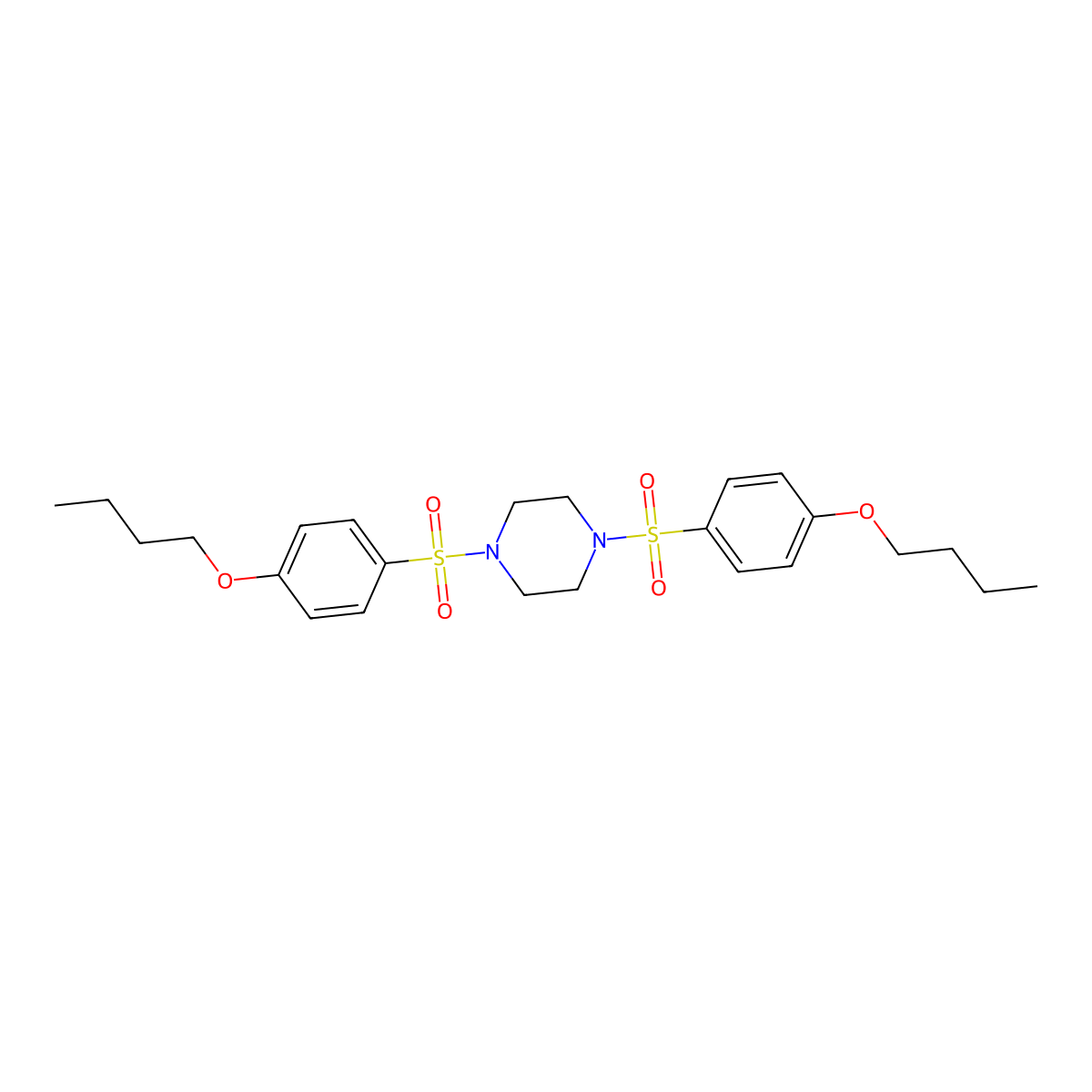 1,4-Bis[(4-butoxyphenyl)sulfonyl]piperazine molecular structure, CAS 324058-59-5