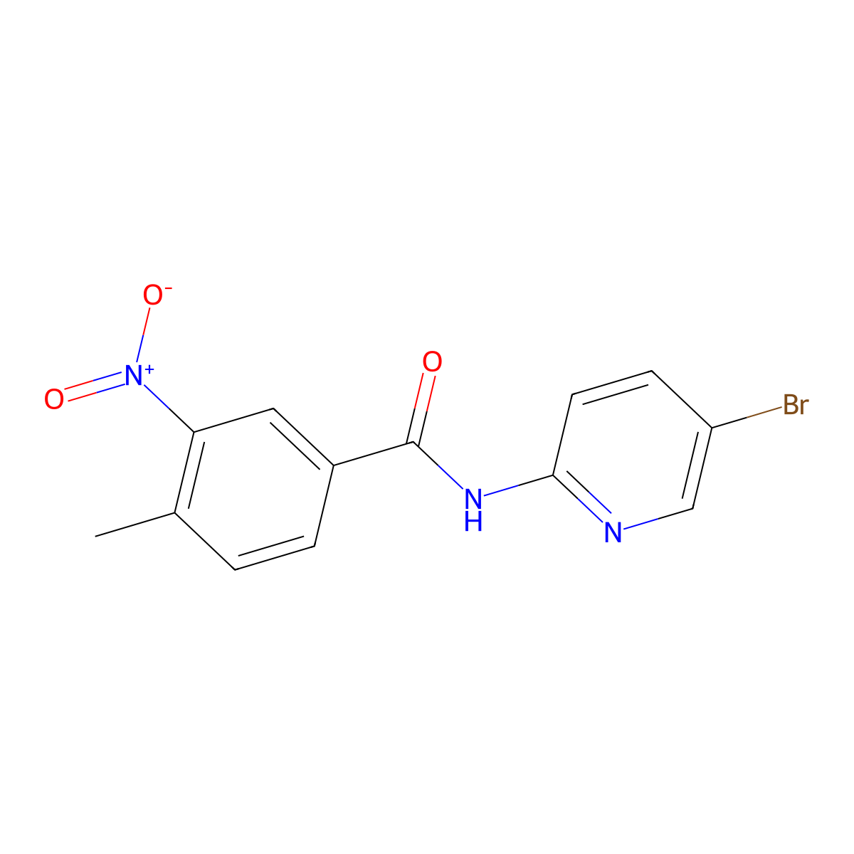 N-(5-bromopyridin-2-yl)-4-methyl-3-nitrobenzamide molecular structure, CAS 324058-70-0