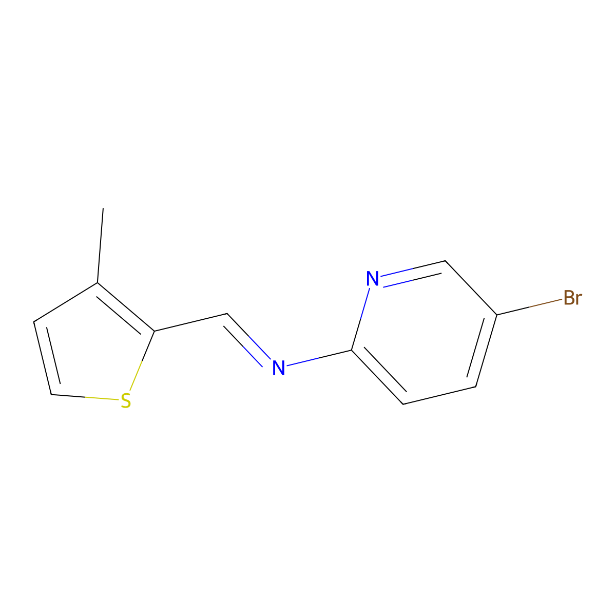 N-(5-bromopyridin-2-yl)-1-(3-methylthiophen-2-yl)methanimine molecular structure, CAS 324058-73-3