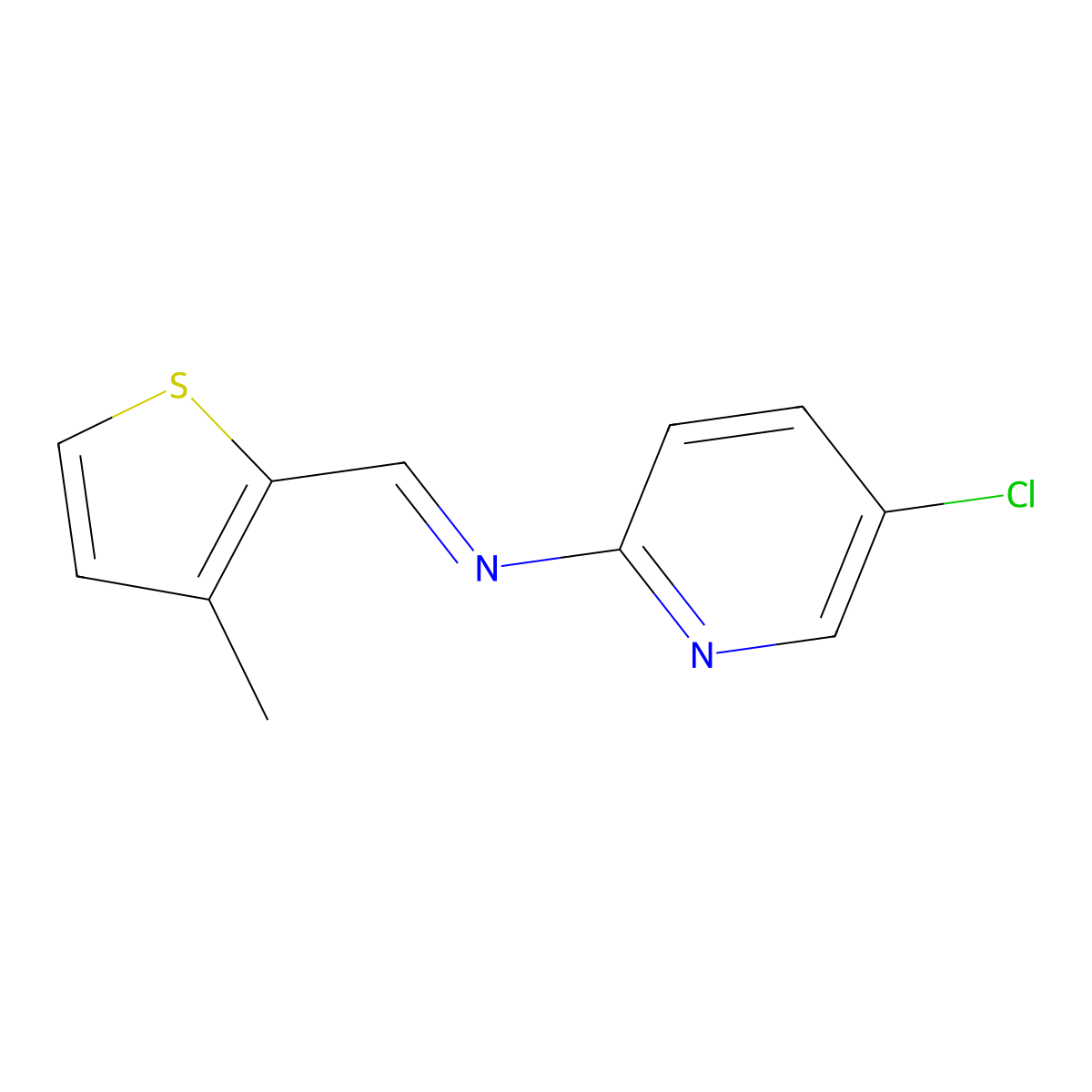 N-(5-chloropyridin-2-yl)-1-(3-methylthiophen-2-yl)methanimine molecular structure, CAS 324058-74-4