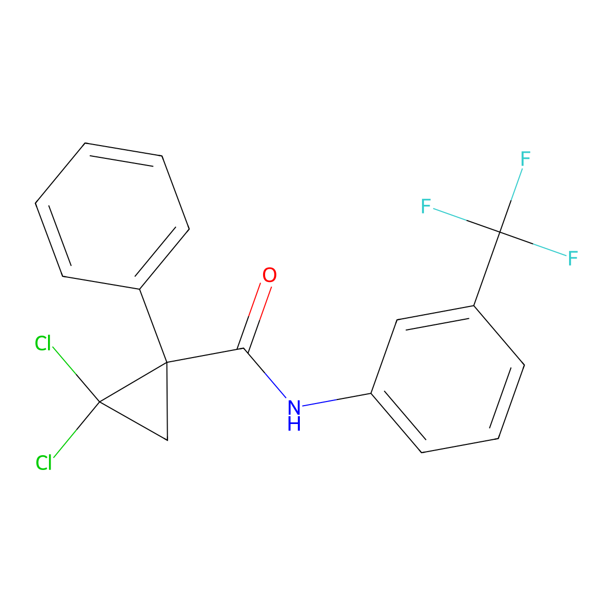 2,2-dichloro-1-phenyl-N-[3-(trifluoromethyl)phenyl]cyclopropanecarboxamide molecular structure, CAS 324060-52-8