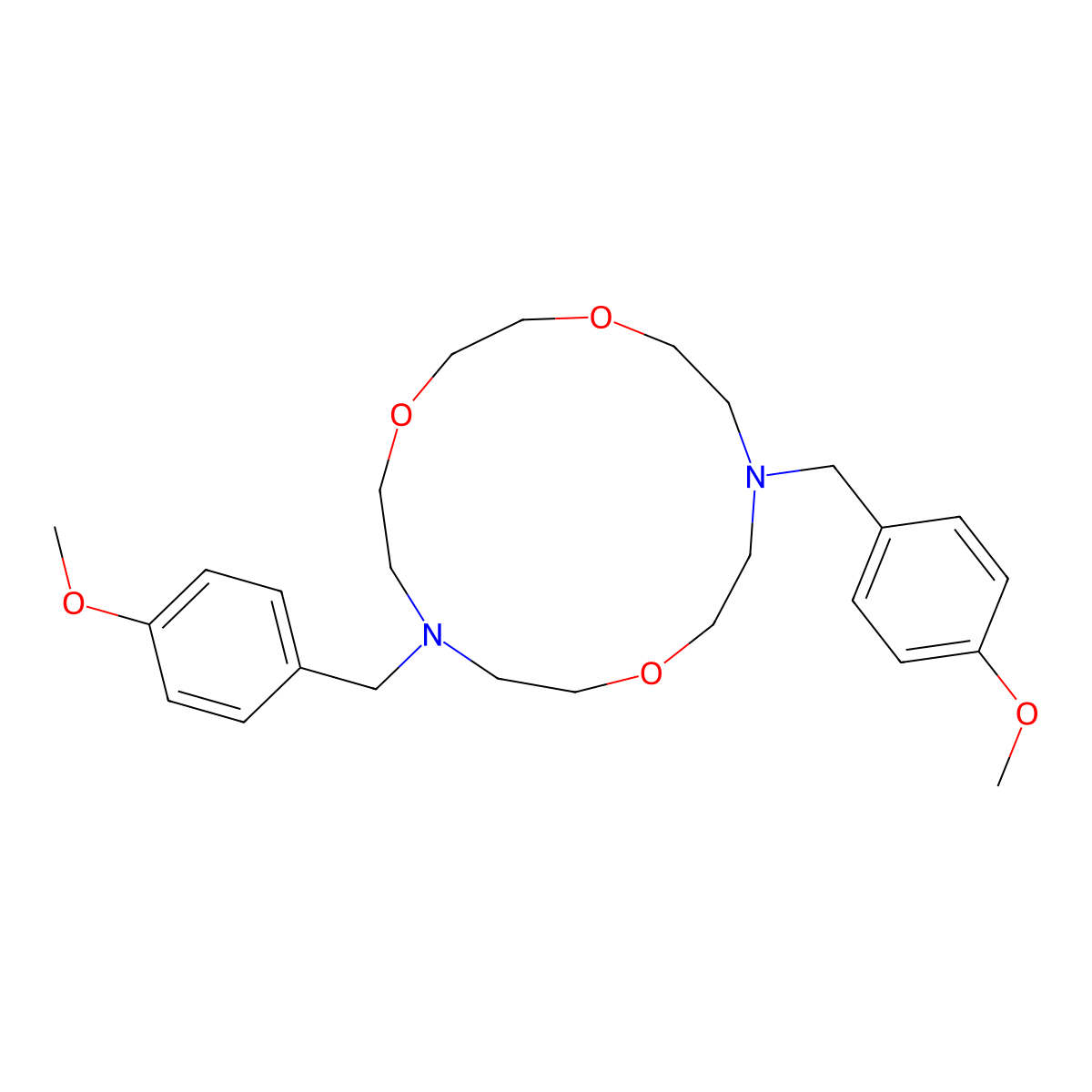 7,13-Bis(4-methoxybenzyl)-1,4,10-trioxa-7,13-diazacyclopentadecane molecular structure, CAS 324060-68-6