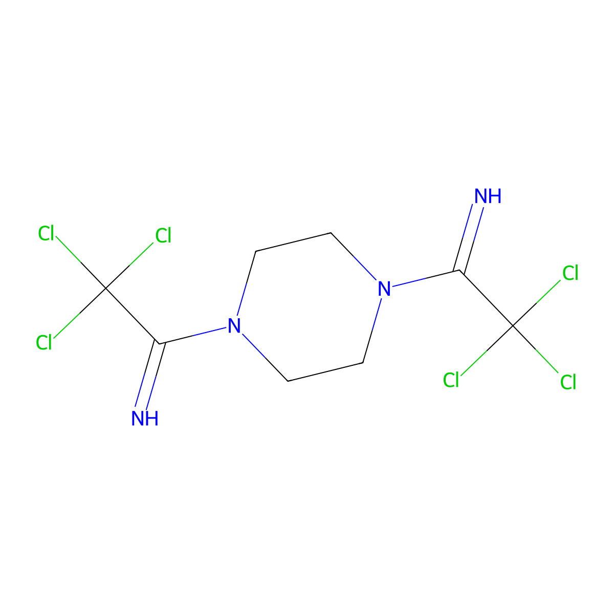 2,2,2-Trichloro-1-[4-(2,2,2-trichloroethanimidoyl)piperazin-1-yl]ethanimine molecular structure, CAS 324061-58-7