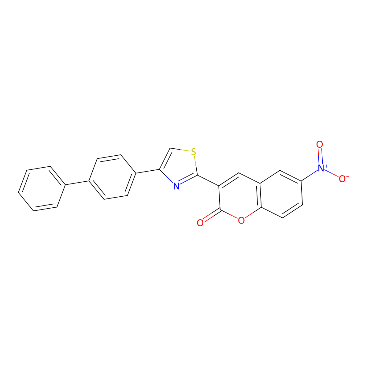 6-Nitro-3-[4-(4-phenylphenyl)-1,3-thiazol-2-yl]chromen-2-one molecular structure, CAS 324063-27-6