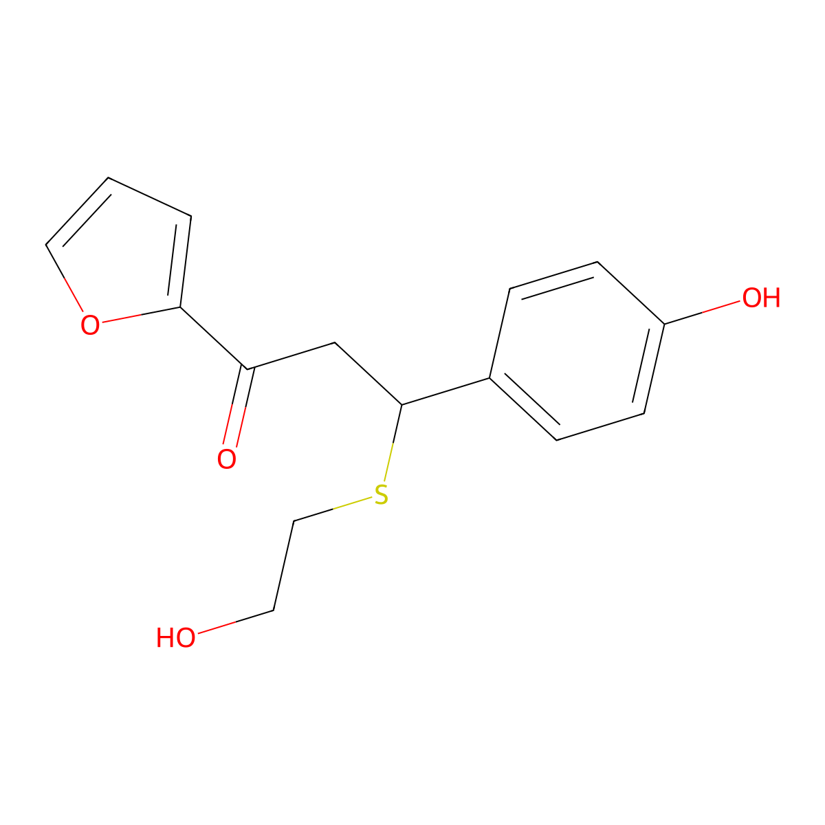 1-(Furan-2-yl)-3-[(2-hydroxyethyl)sulfanyl]-3-(4-hydroxyphenyl)propan-1-one molecular structure, CAS 324064-86-0