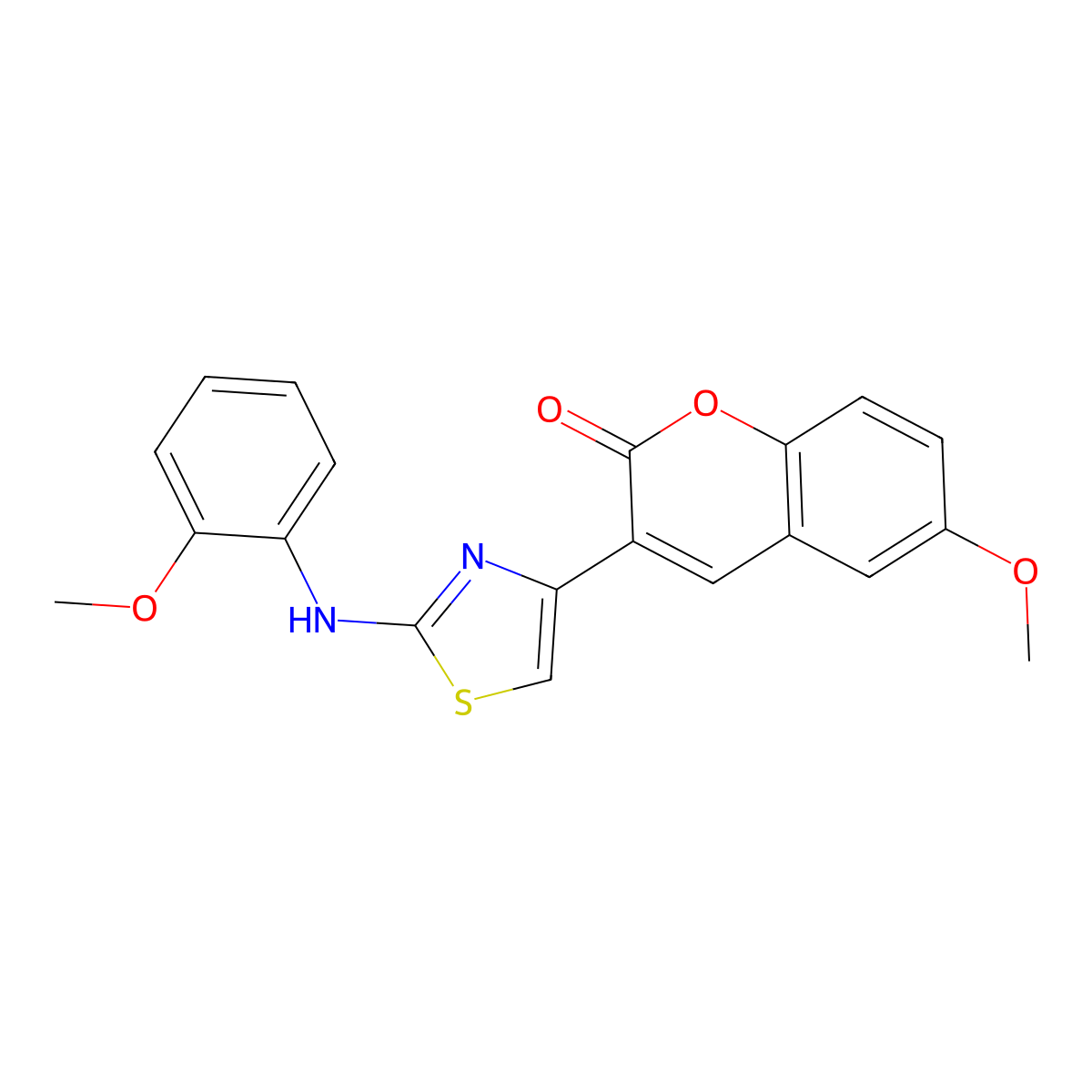 6-methoxy-3-{2-[(2-methoxyphenyl)amino]-1,3-thiazol-4-yl}-2H-chromen-2-one molecular structure, CAS 324065-02-3