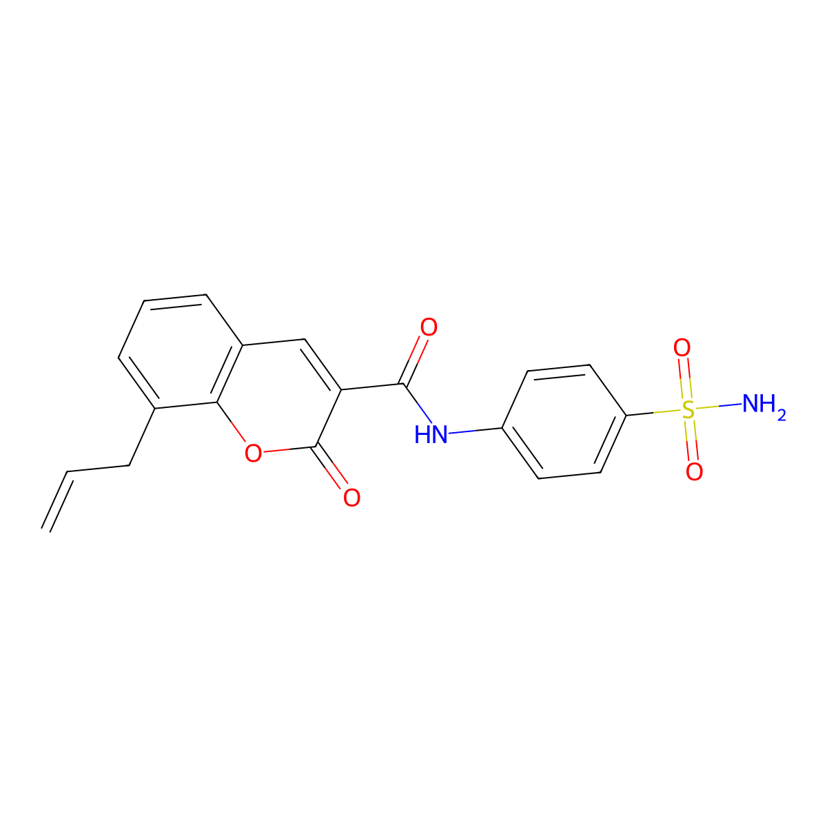 2-oxo-8-prop-2-enyl-N-(4-sulfamoylphenyl)chromene-3-carboxamide molecular structure, CAS 324065-17-0