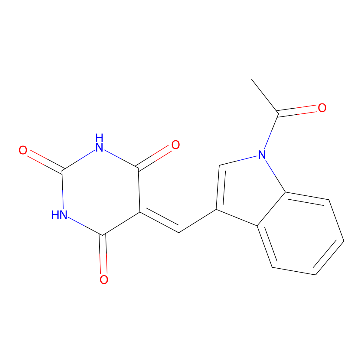 5-[(1-Acetylindol-3-yl)methylidene]-1,3-diazinane-2,4,6-trione molecular structure, CAS 324065-29-4