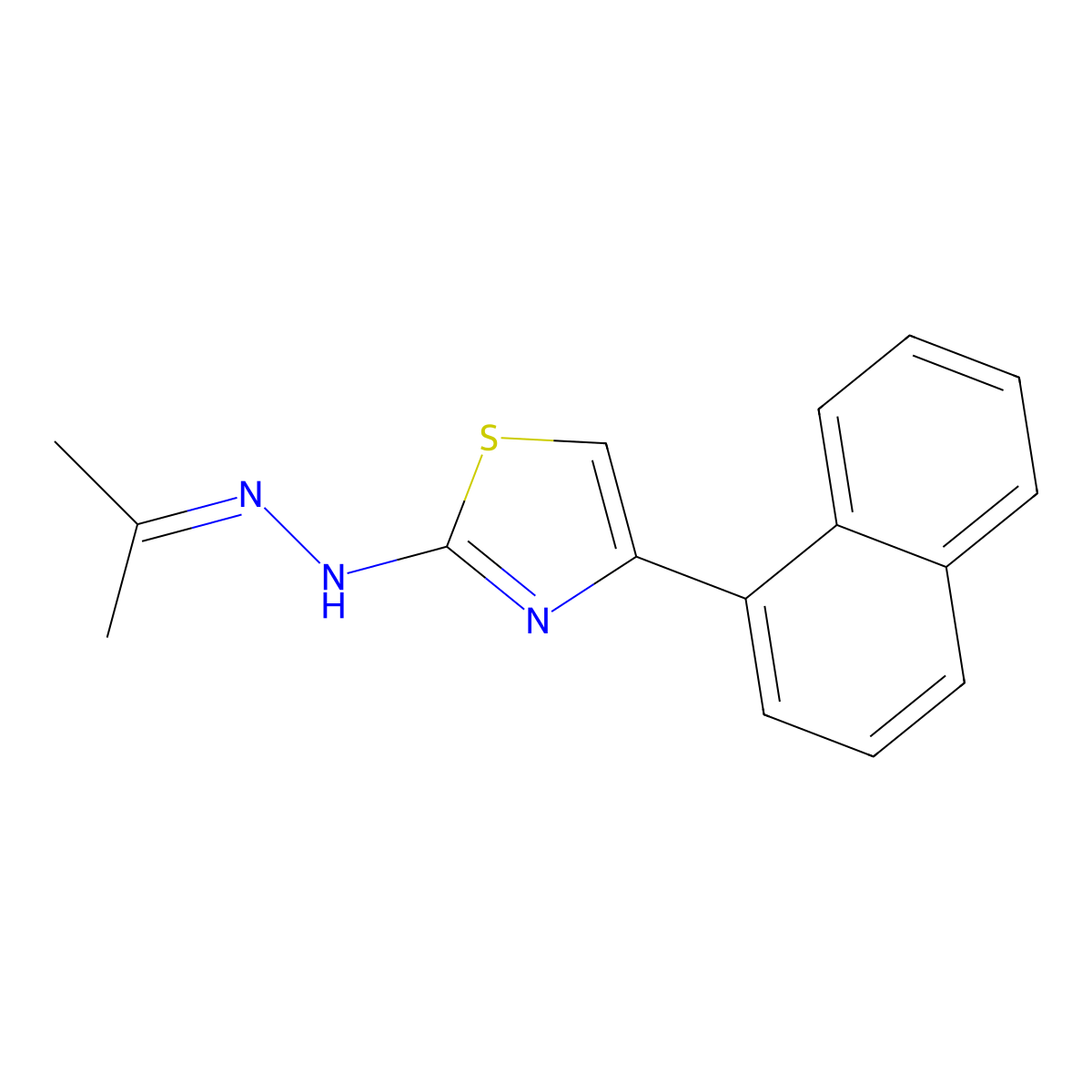 4-(Naphthalen-1-yl)-2-(2-(propan-2-ylidene)hydrazinyl)thiazole molecular structure, CAS 324065-33-0