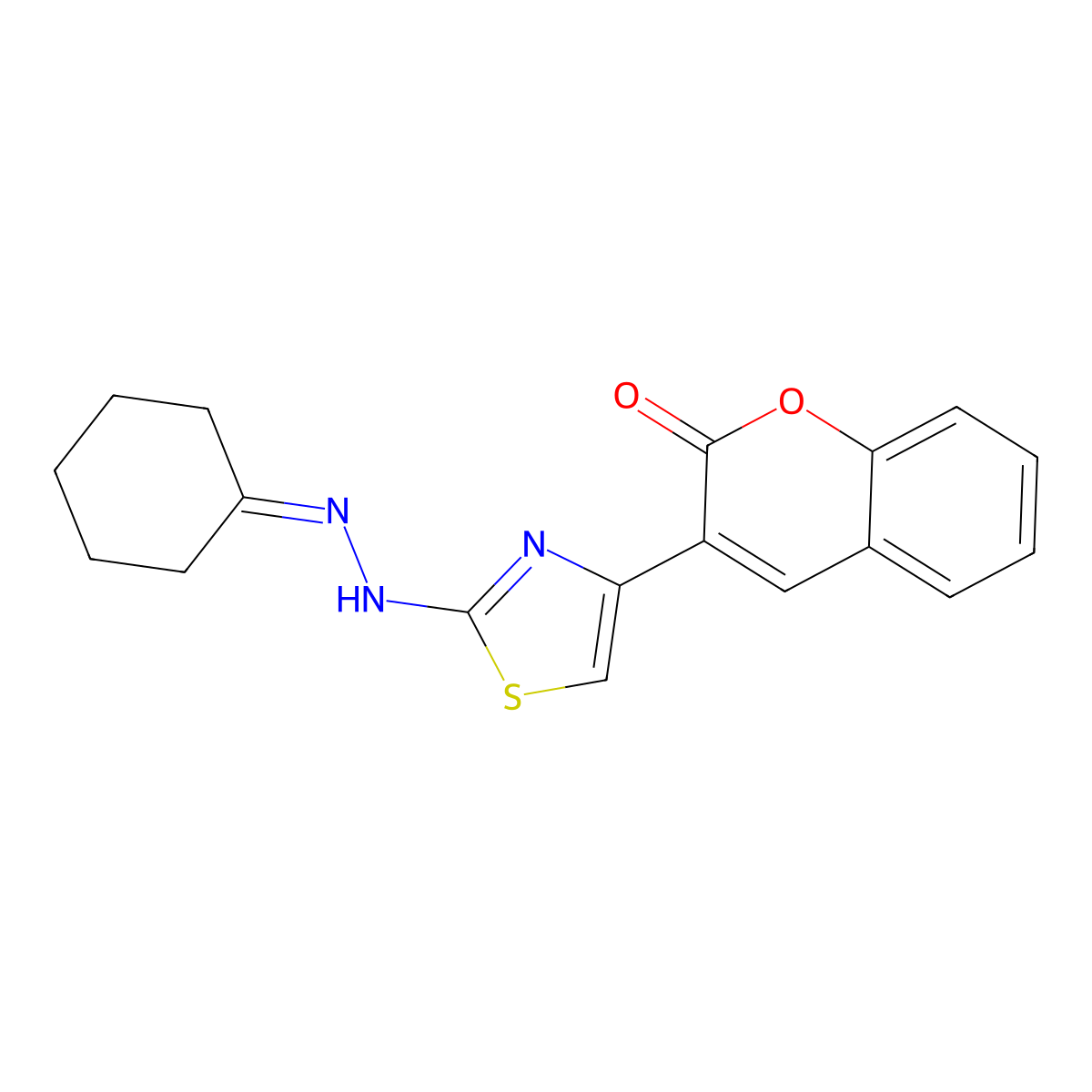 3-(2-(2-cyclohexylidenehydrazinyl)thiazol-4-yl)-2H-chromen-2-one molecular structure, CAS 324065-43-2