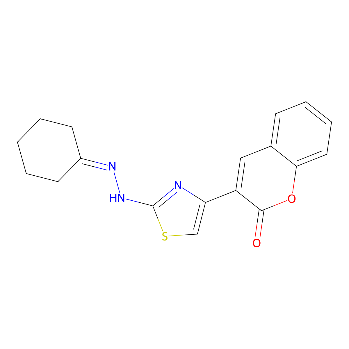 3-(2-(2-cyclohexylidenehydrazinyl)thiazol-4-yl)-2H-chromen-2-one molecular structure, CAS 324065-43-2