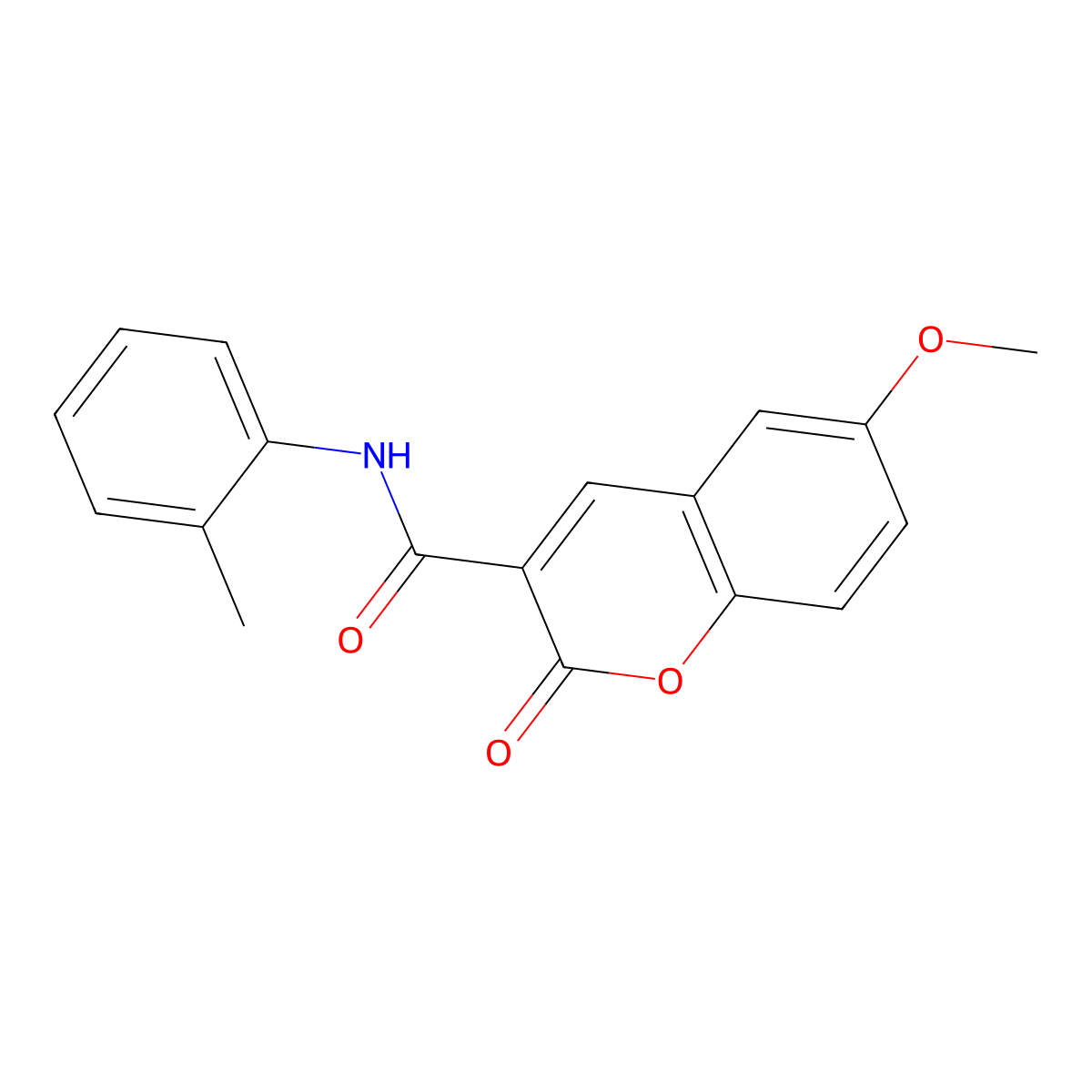 6-methoxy-N-(2-methylphenyl)-2-oxochromene-3-carboxamide molecular structure, CAS 324065-47-6