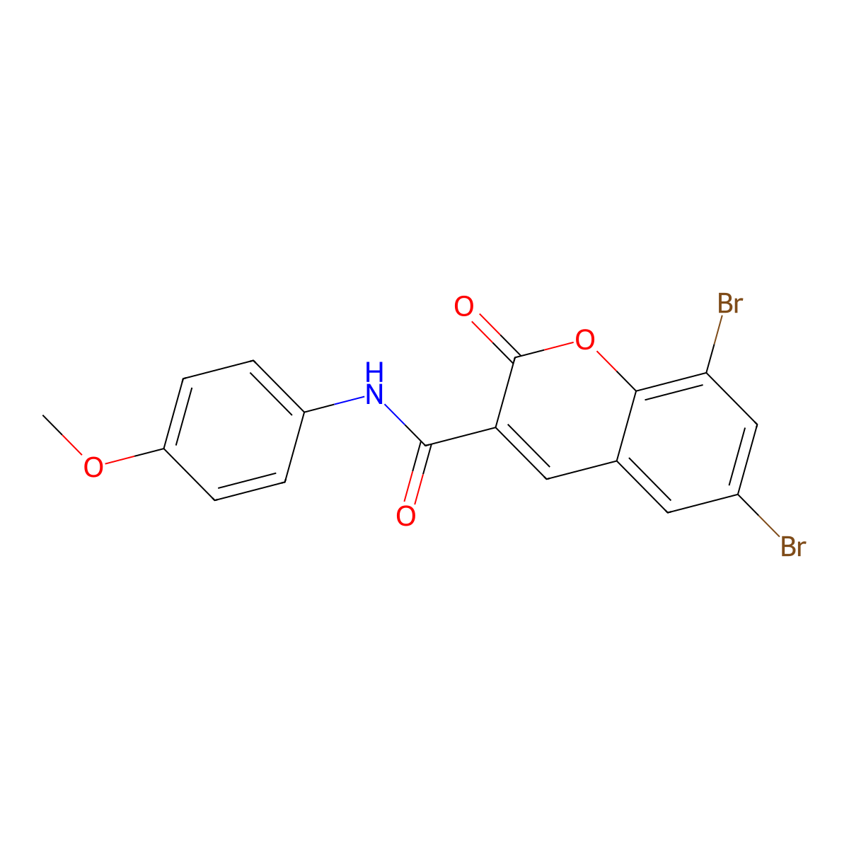 6,8-dibromo-N-(4-methoxyphenyl)-2-oxo-2H-chromene-3-carboxamide molecular structure, CAS 324065-49-8