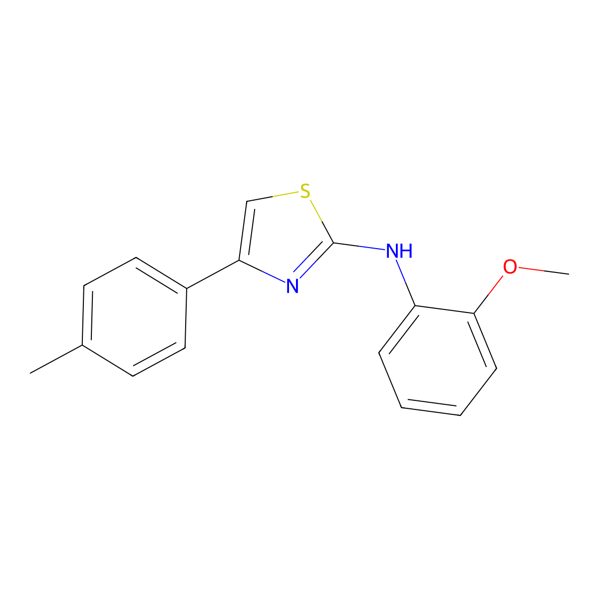 N-(2-methoxyphenyl)-4-(4-methylphenyl)-1,3-thiazol-2-amine molecular structure, CAS 324065-60-3