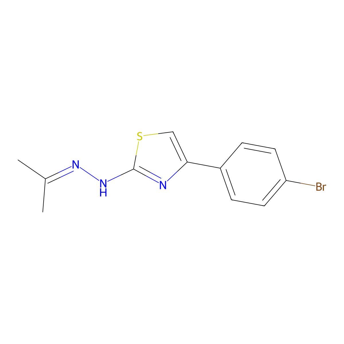 4-(4-Bromophenyl)-2-(2-(propan-2-ylidene)hydrazinyl)thiazole molecular structure, CAS 324065-65-8