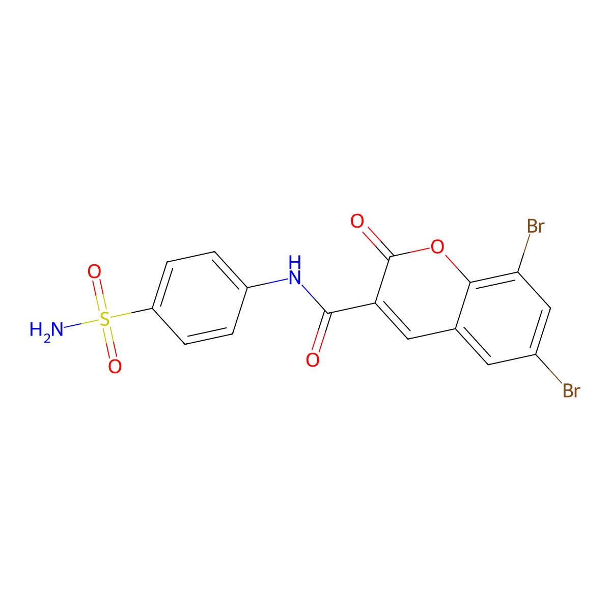6,8-dibromo-2-oxo-N-(4-sulfamoylphenyl)-2H-chromene-3-carboxamide molecular structure, CAS 324065-75-0