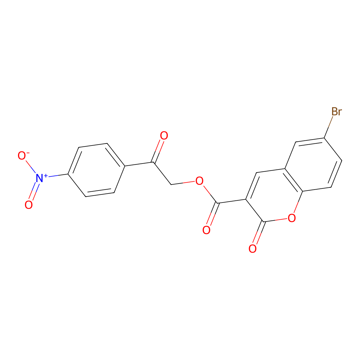 2-(4-nitrophenyl)-2-oxoethyl 6-bromo-2-oxo-2H-chromene-3-carboxylate molecular structure, CAS 324066-25-3