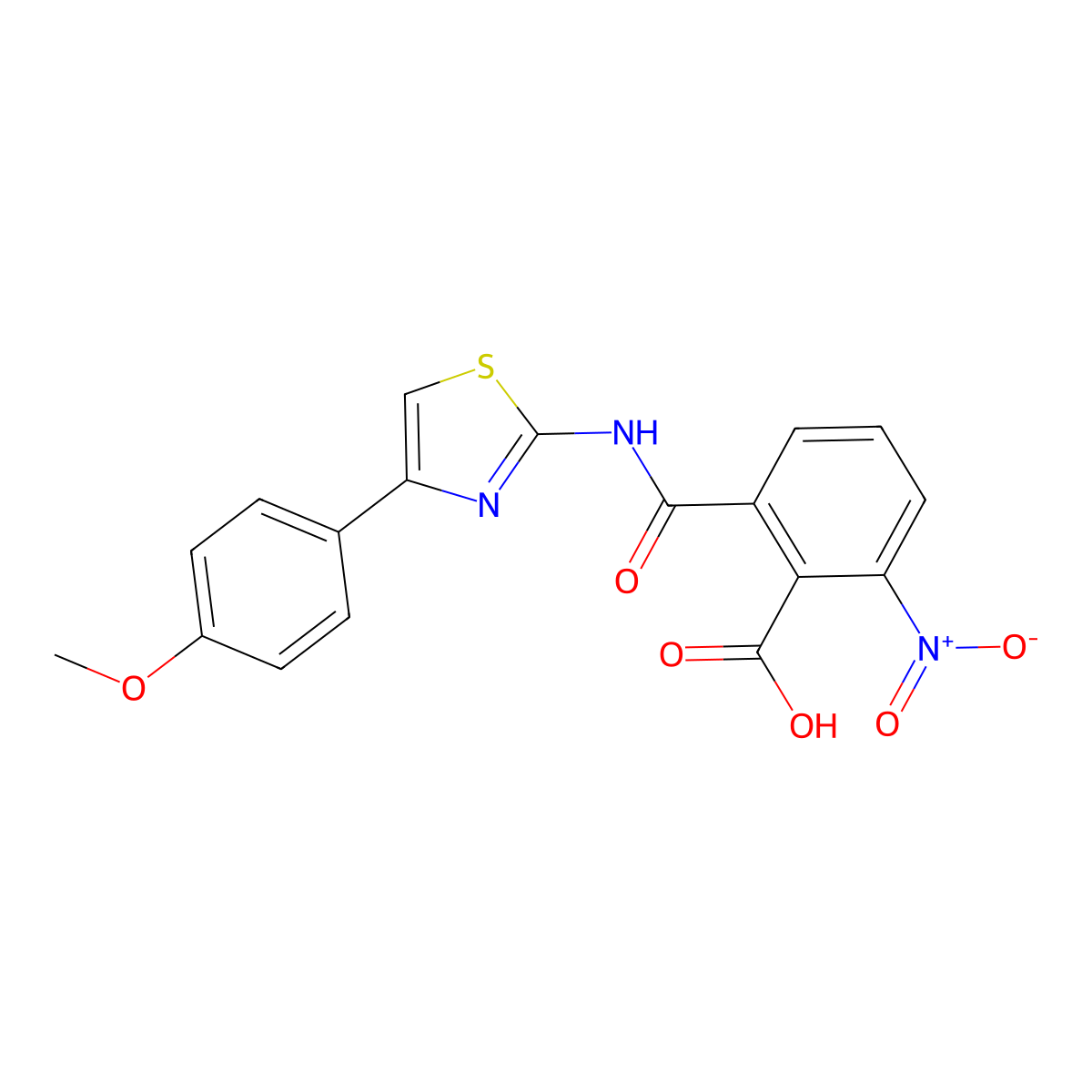 2-((4-(4-Methoxyphenyl)thiazol-2-yl)carbamoyl)-6-nitrobenzoic acid molecular structure, CAS 324066-58-2