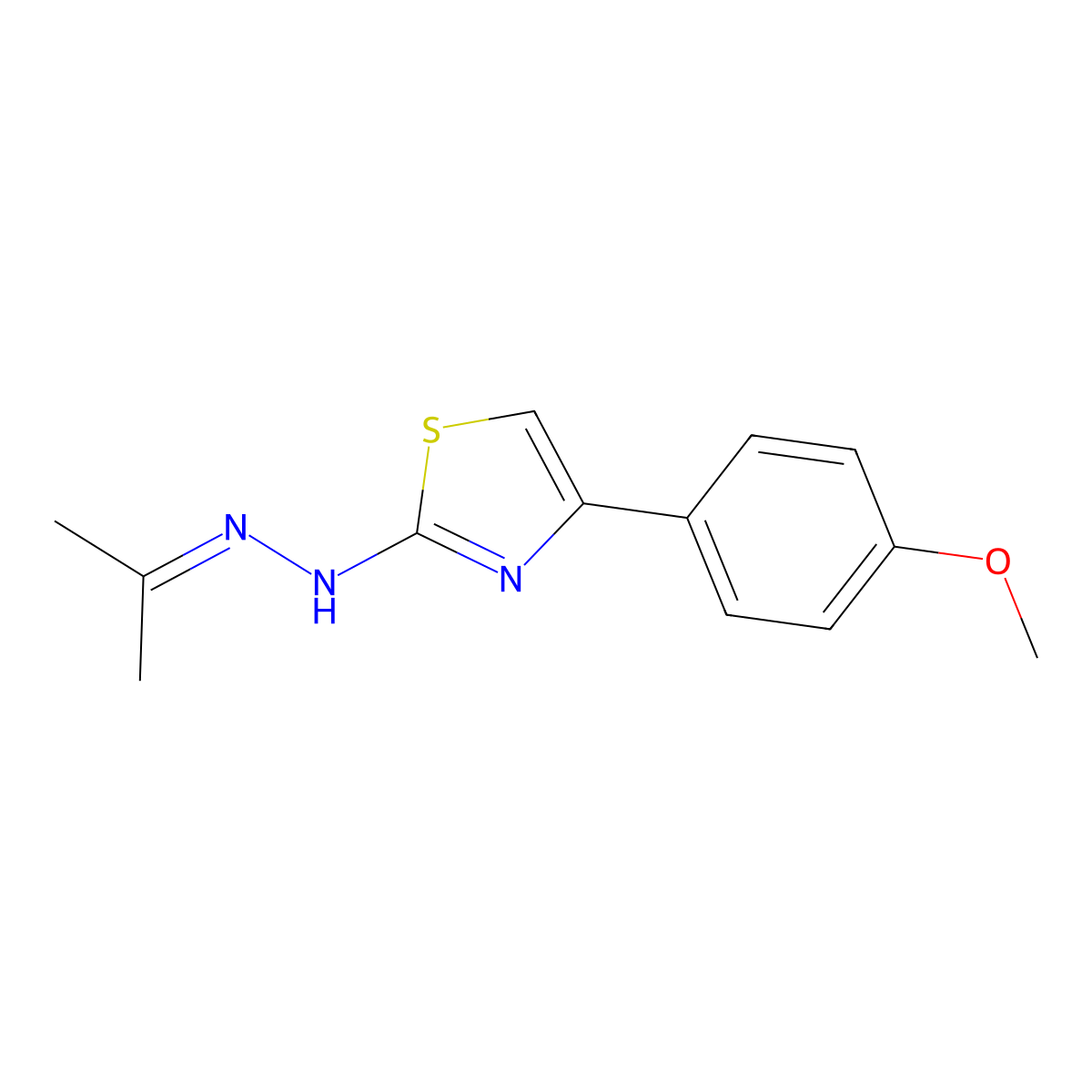 4-(4-Methoxyphenyl)-2-(2-(propan-2-ylidene)hydrazinyl)thiazole molecular structure, CAS 324066-62-8