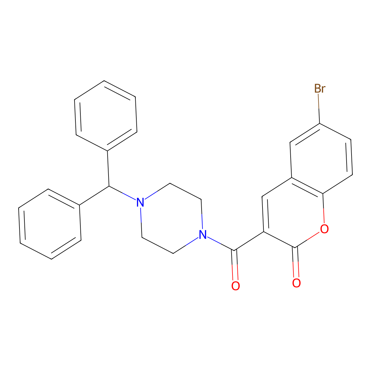 6-bromo-3-[4-(diphenylmethyl)piperazine-1-carbonyl]-2H-chromen-2-one molecular structure, CAS 324067-19-8