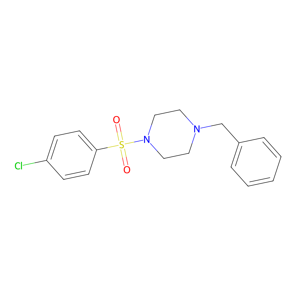 1-Benzyl-4-((4-chlorophenyl)sulfonyl)piperazine molecular structure, CAS 324067-21-2