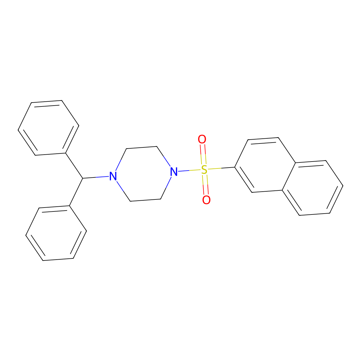 4-(Diphenylmethyl)-1-(2-naphthylsulfonyl)piperazine molecular structure, CAS 324067-27-8