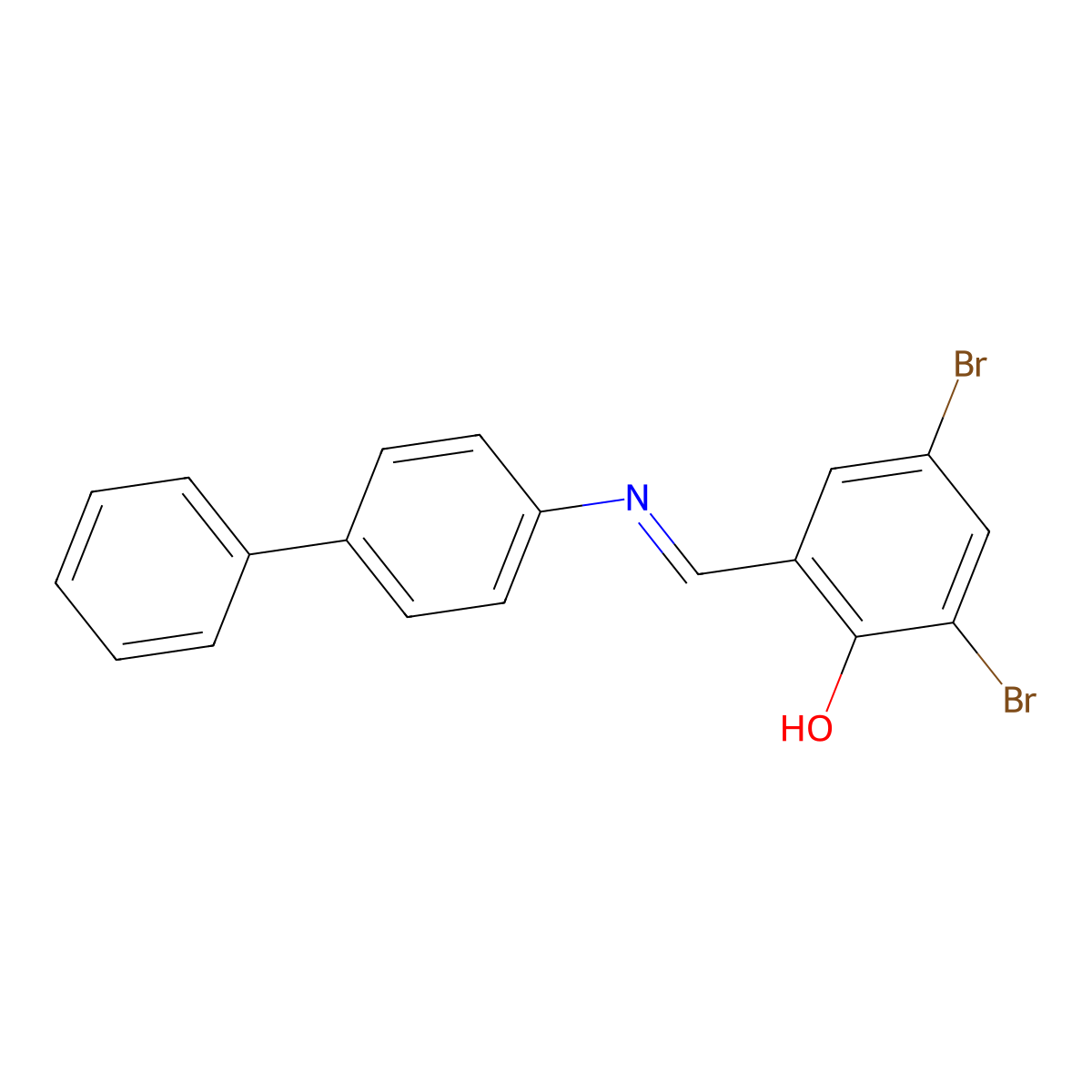 (E)-2-(([1,1'-biphenyl]-4-ylimino)methyl)-4,6-dibromophenol molecular structure, CAS 324067-57-4