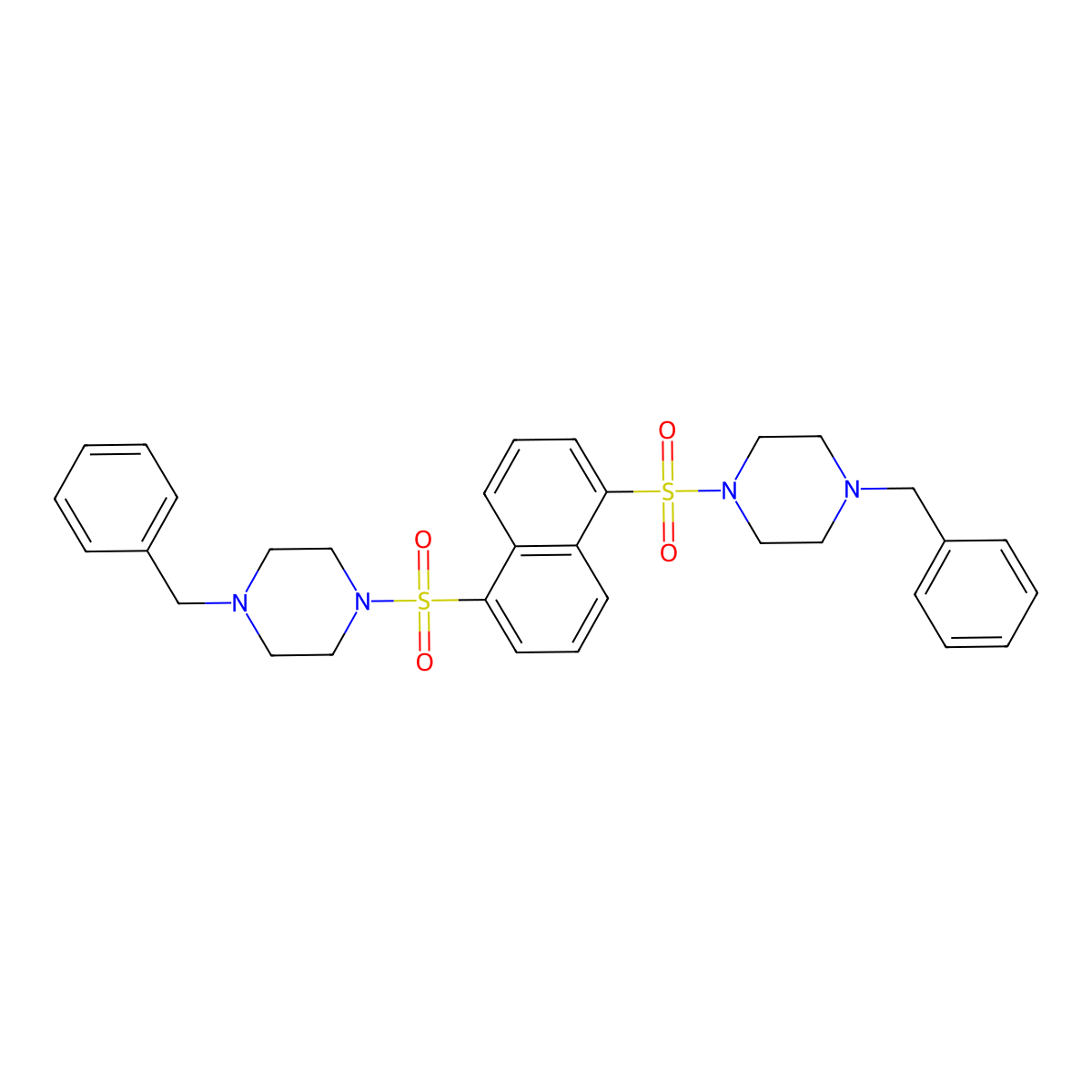 1,5-Bis((4-benzylpiperazin-1-yl)sulfonyl)naphthalene molecular structure, CAS 324067-60-9