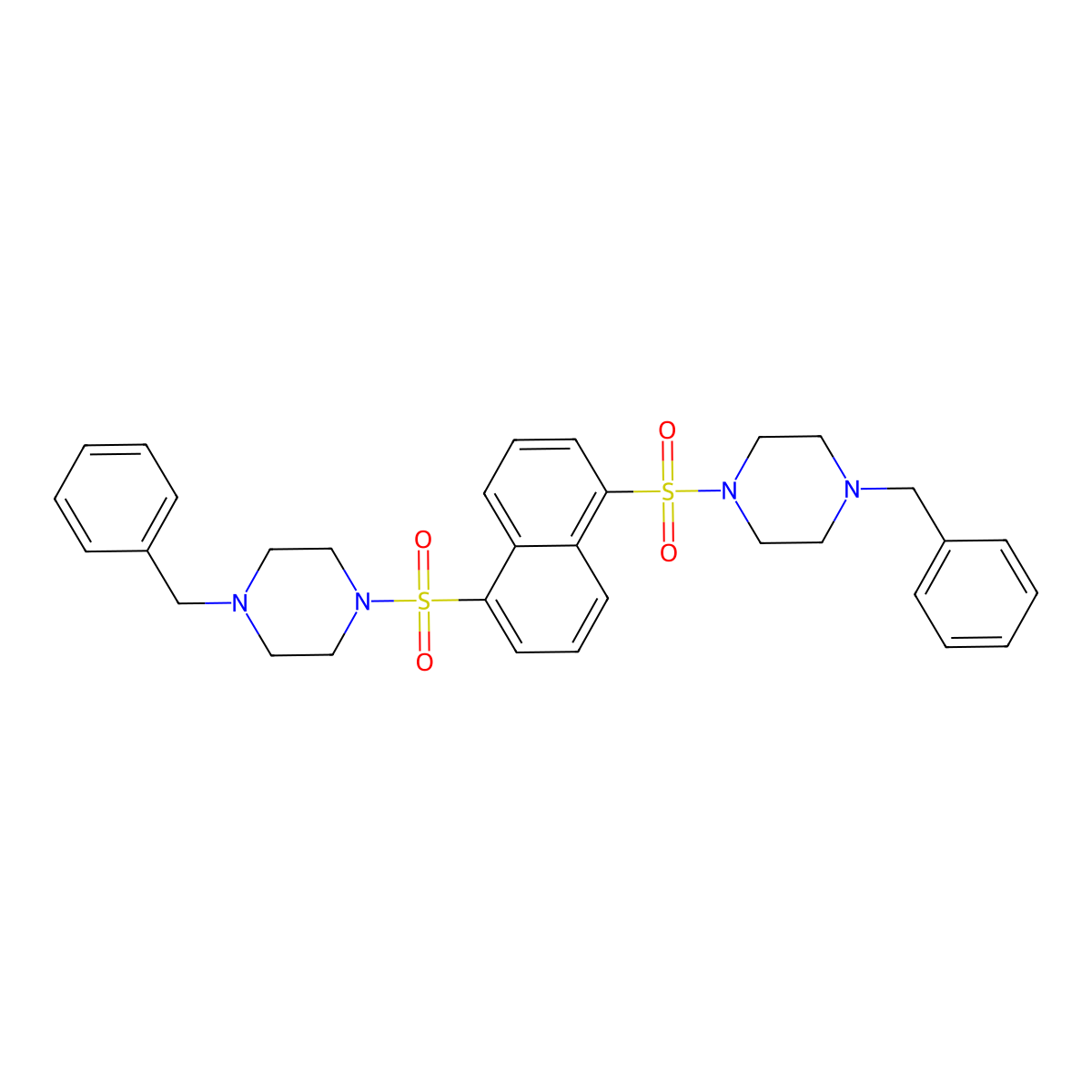 1,5-Bis((4-benzylpiperazin-1-yl)sulfonyl)naphthalene molecular structure, CAS 324067-60-9