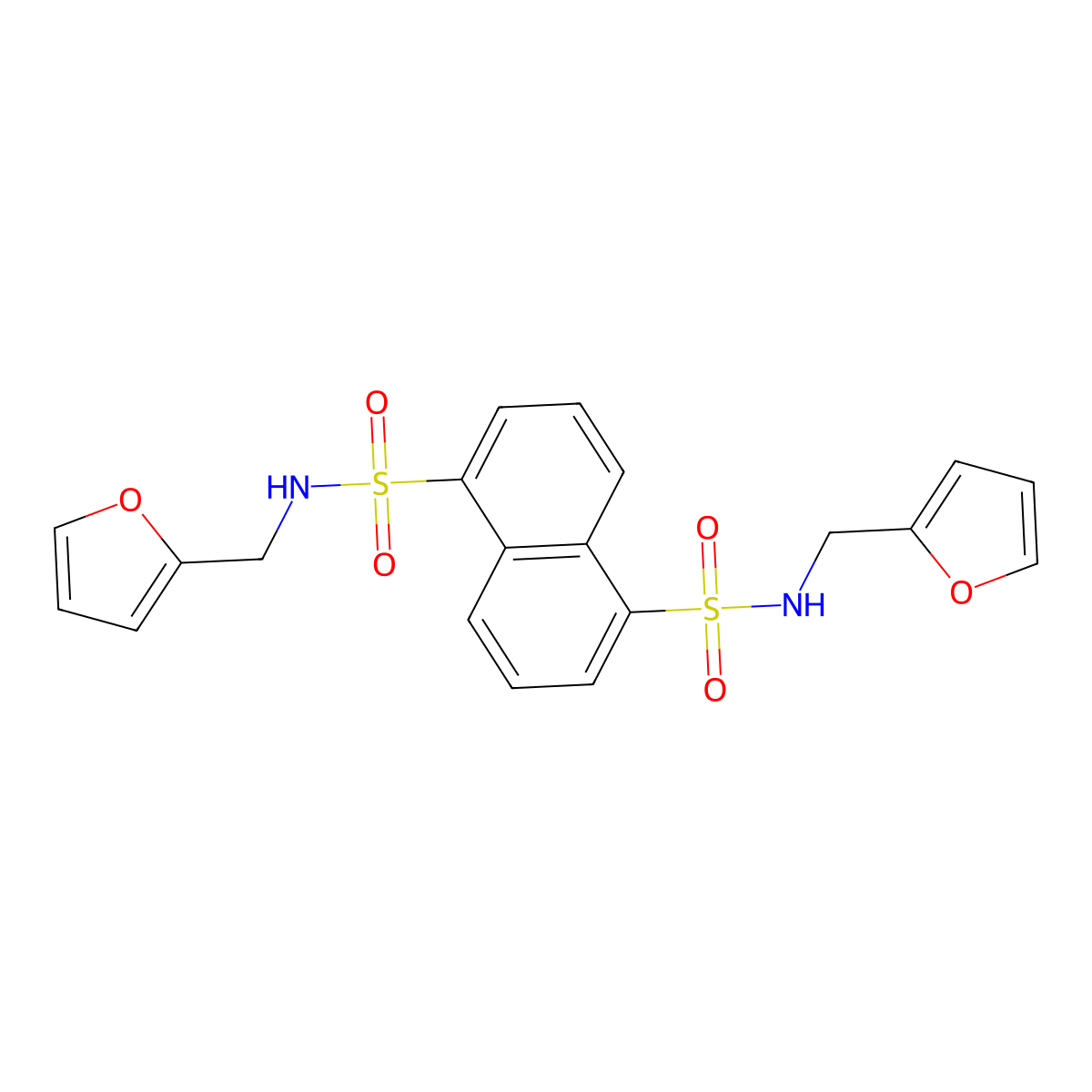 N~1~,N~5~-bis(2-furylmethyl)-1,5-naphthalenedisulfonamide molecular structure, CAS 324067-61-0