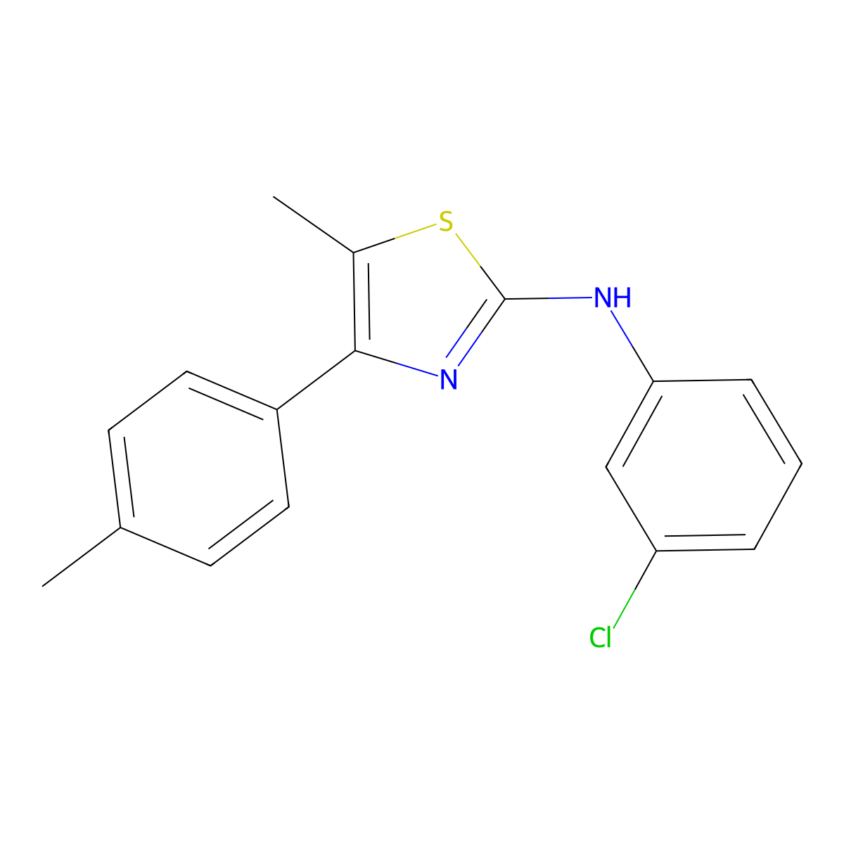 N-(3-chlorophenyl)-5-methyl-4-(4-methylphenyl)-1,3-thiazol-2-amine molecular structure, CAS 324067-69-8