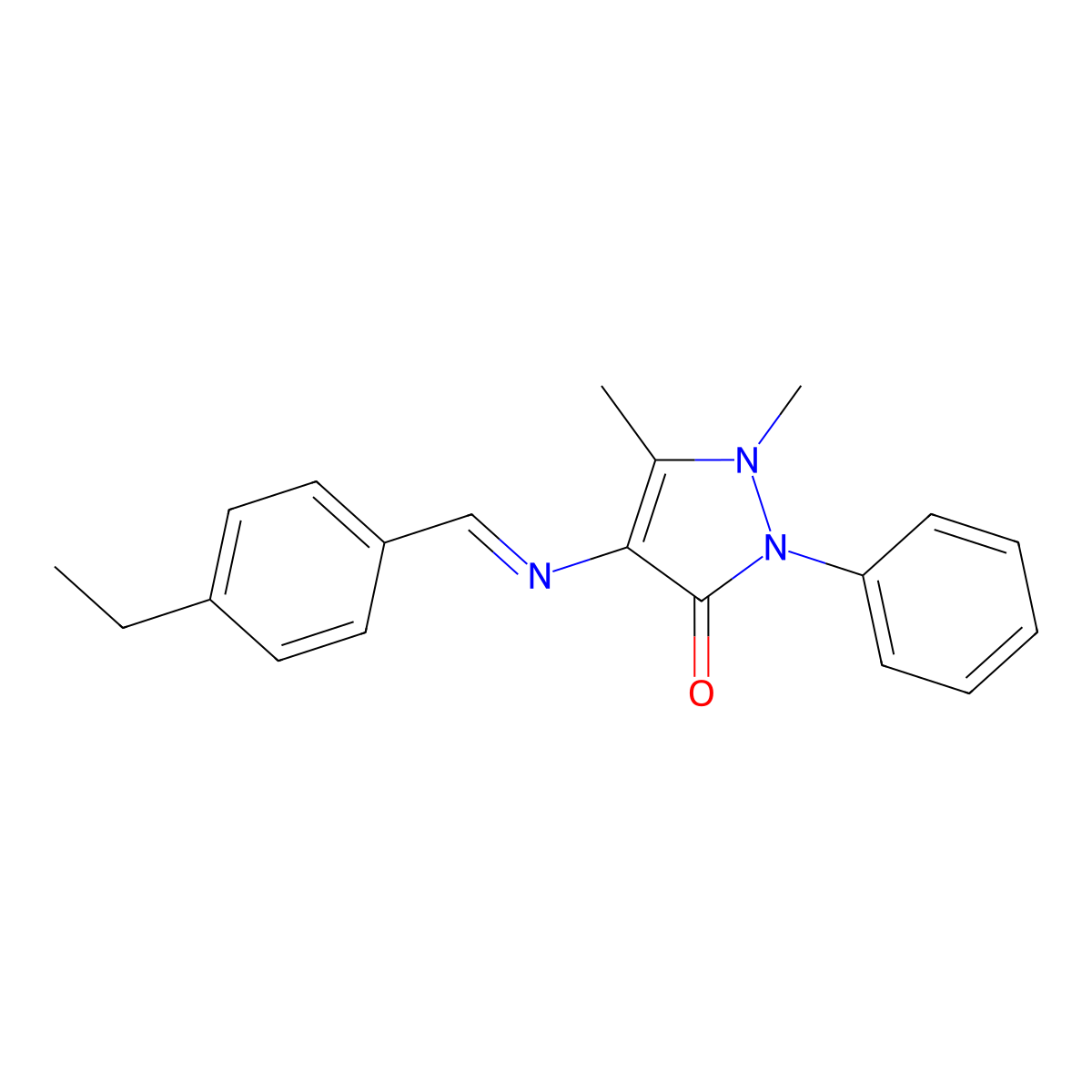 (E)-4-((4-ethylbenzylidene)amino)-1,5-dimethyl-2-phenyl-1H-pyrazol-3(2H)-one molecular structure, CAS 324067-76-7