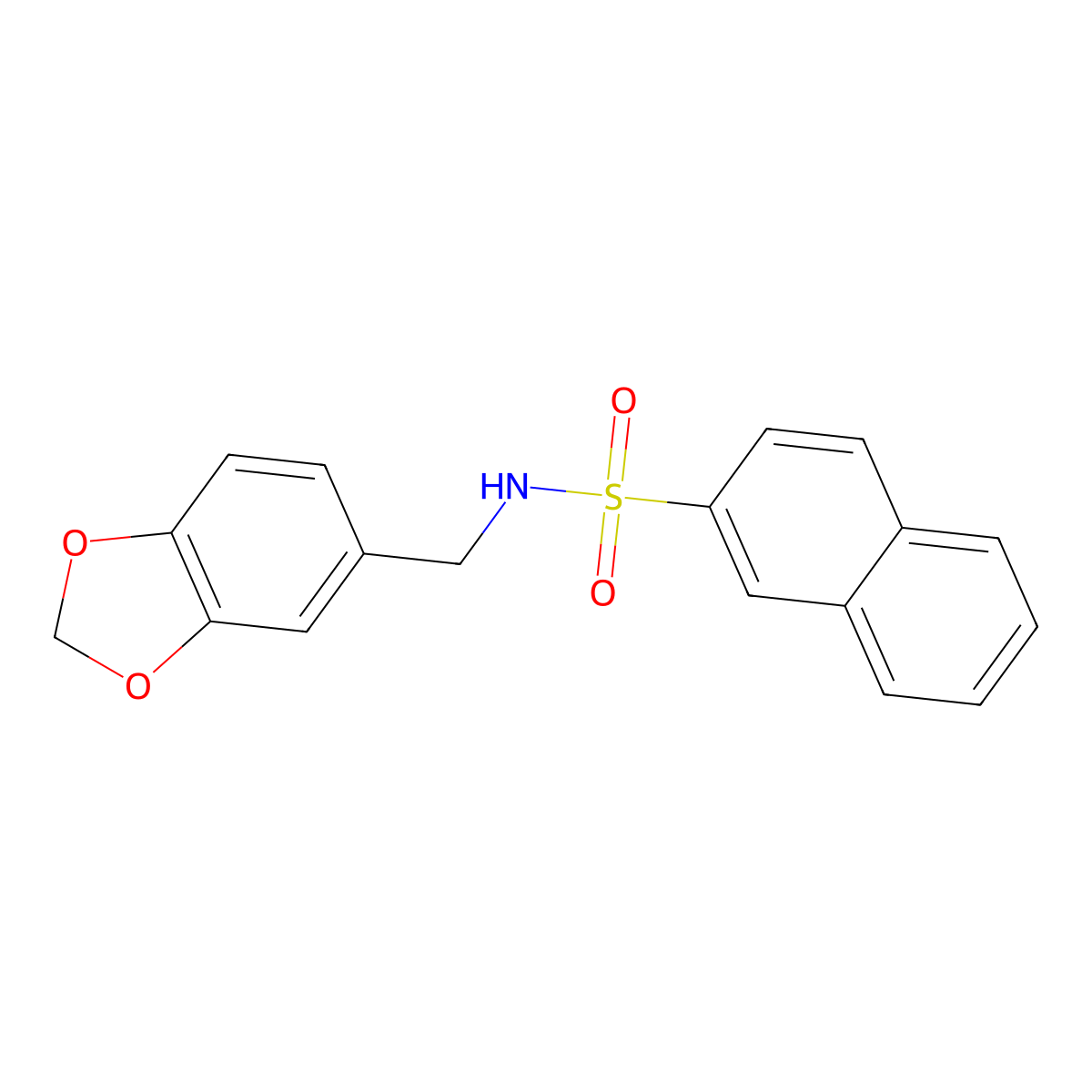 N-(1,3-benzodioxol-5-ylmethyl)naphthalene-2-sulfonamide molecular structure, CAS 324068-34-0