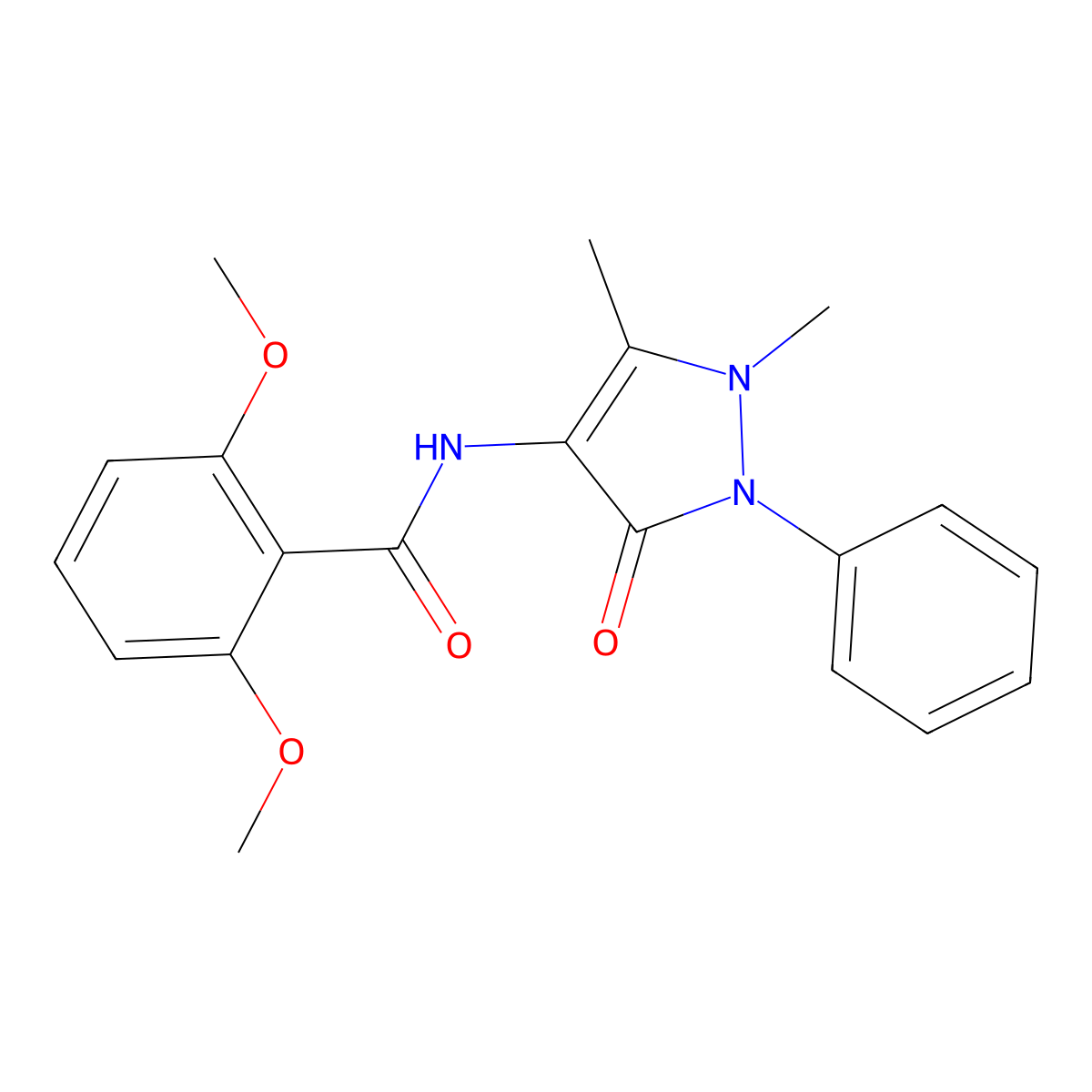 N-(1,5-dimethyl-3-oxo-2-phenyl-2,3-dihydro-1H-pyrazol-4-yl)-2,6-dimethoxybenzamide molecular structure, CAS 324068-35-1