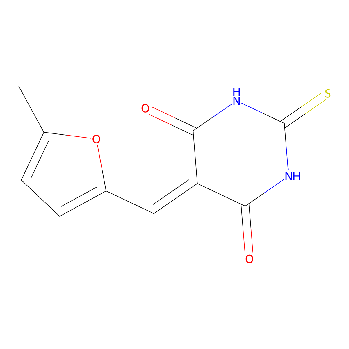 5-((5-methylfuran-2-yl)methylene)-2-thioxodihydropyrimidine-4,6(1H,5H)-dione molecular structure, CAS 324068-37-3