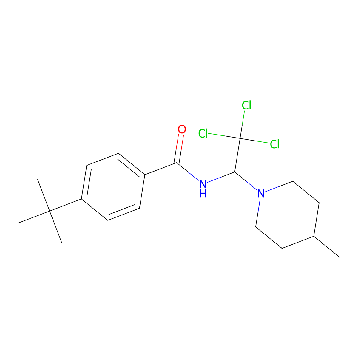 4-tert-butyl-N-[2,2,2-trichloro-1-(4-methylpiperidin-1-yl)ethyl]benzamide molecular structure, CAS 324068-53-3