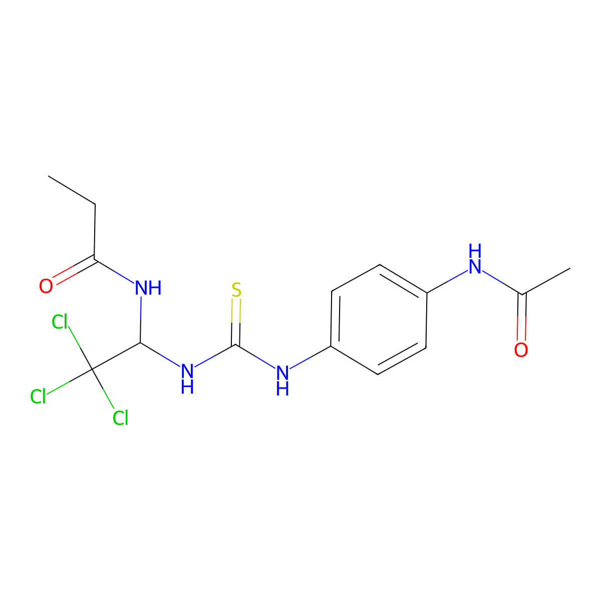 N-[1-[(4-acetamidophenyl)carbamothioylamino]-2,2,2-trichloroethyl]propanamide molecular structure, CAS 324068-55-5