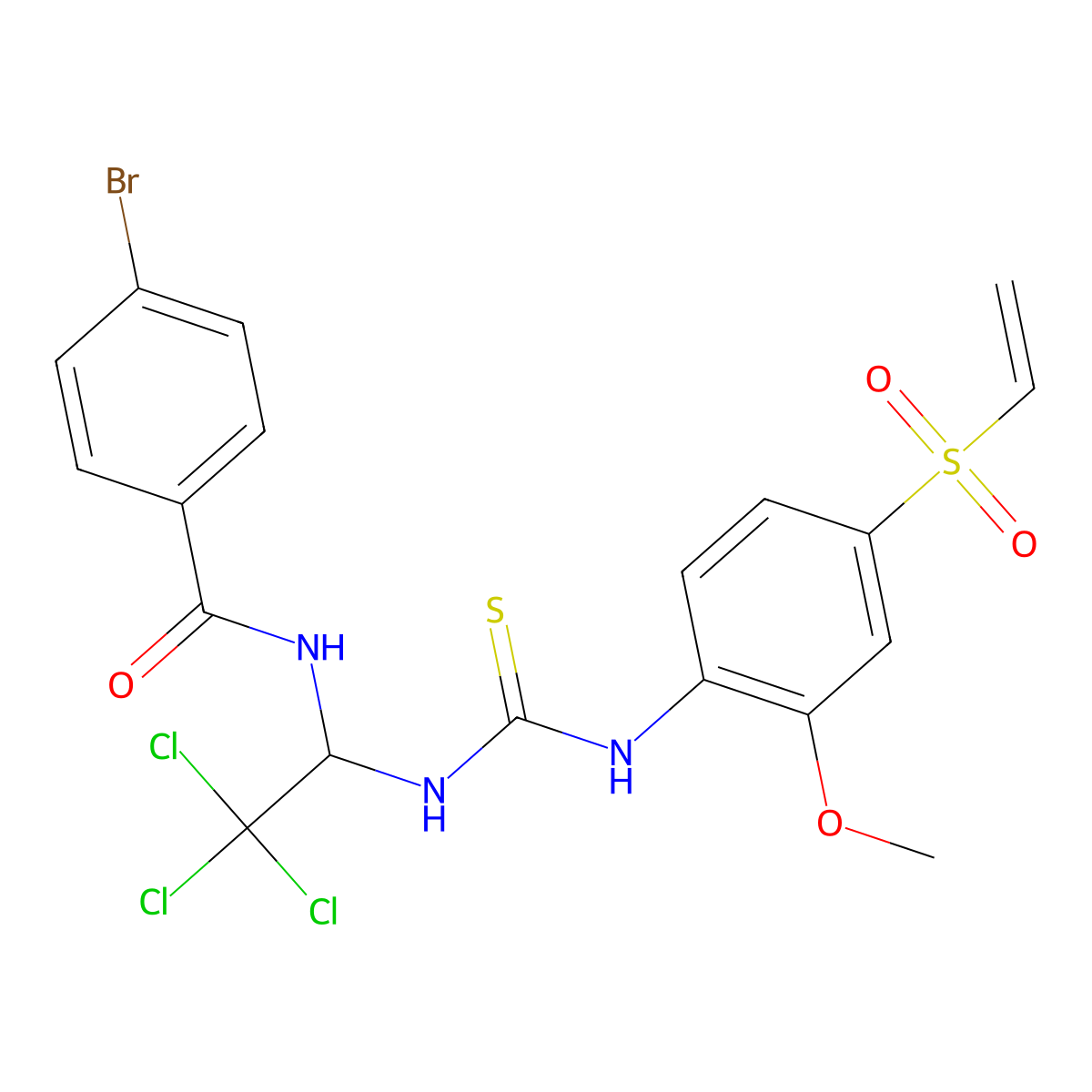 4-bromo-N-[2,2,2-trichloro-1-[(4-ethenylsulfonyl-2-methoxyphenyl)carbamothioylamino]ethyl]benzamide molecular structure, CAS 324068-62-4
