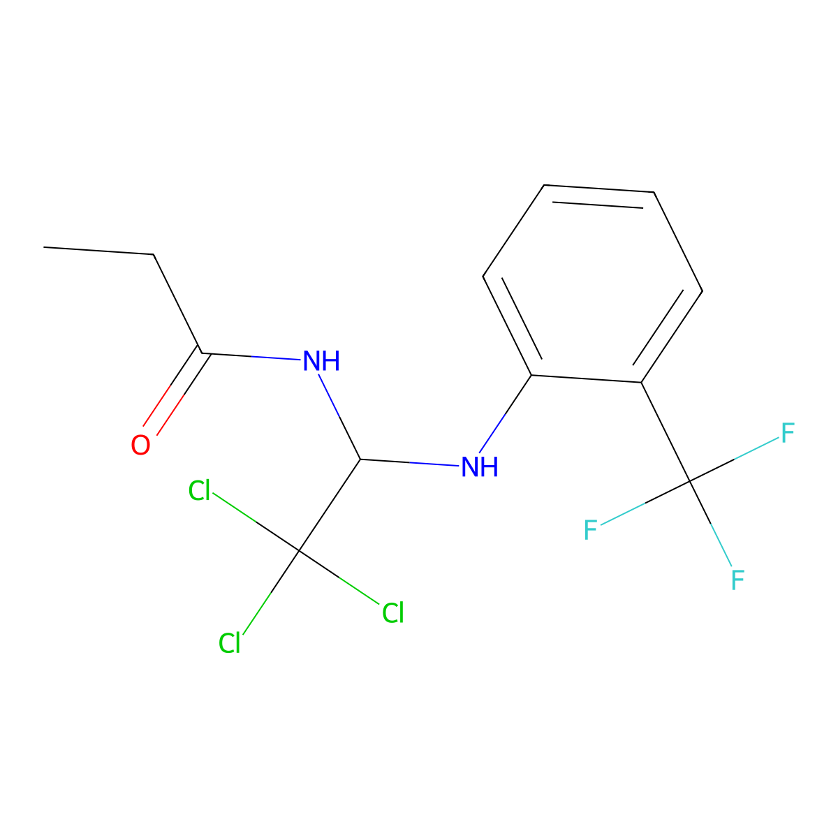 N-[2,2,2-trichloro-1-[2-(trifluoromethyl)anilino]ethyl]propanamide molecular structure, CAS 324068-72-6