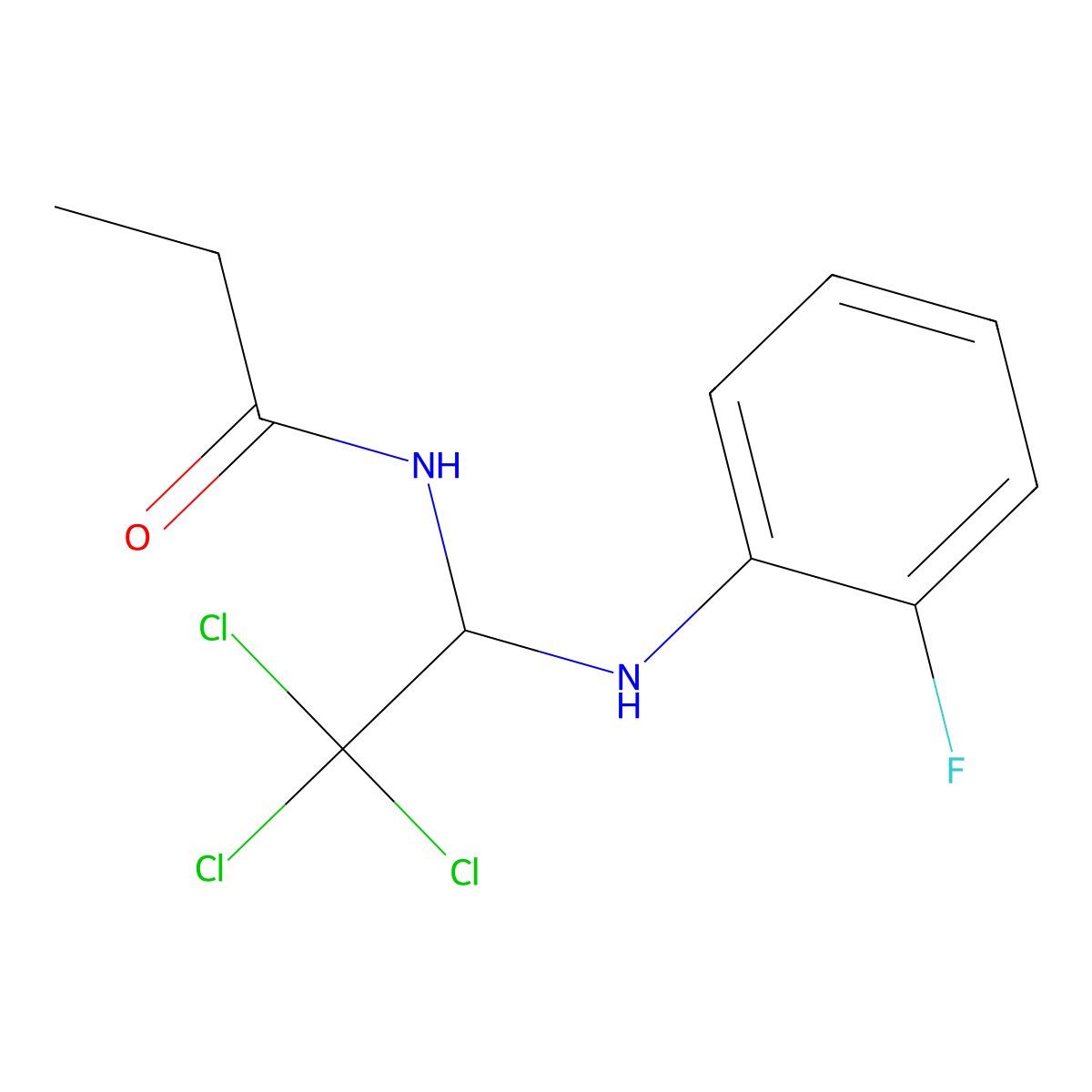 N-[2,2,2-trichloro-1-(2-fluoroanilino)ethyl]propanamide molecular structure, CAS 324068-80-6