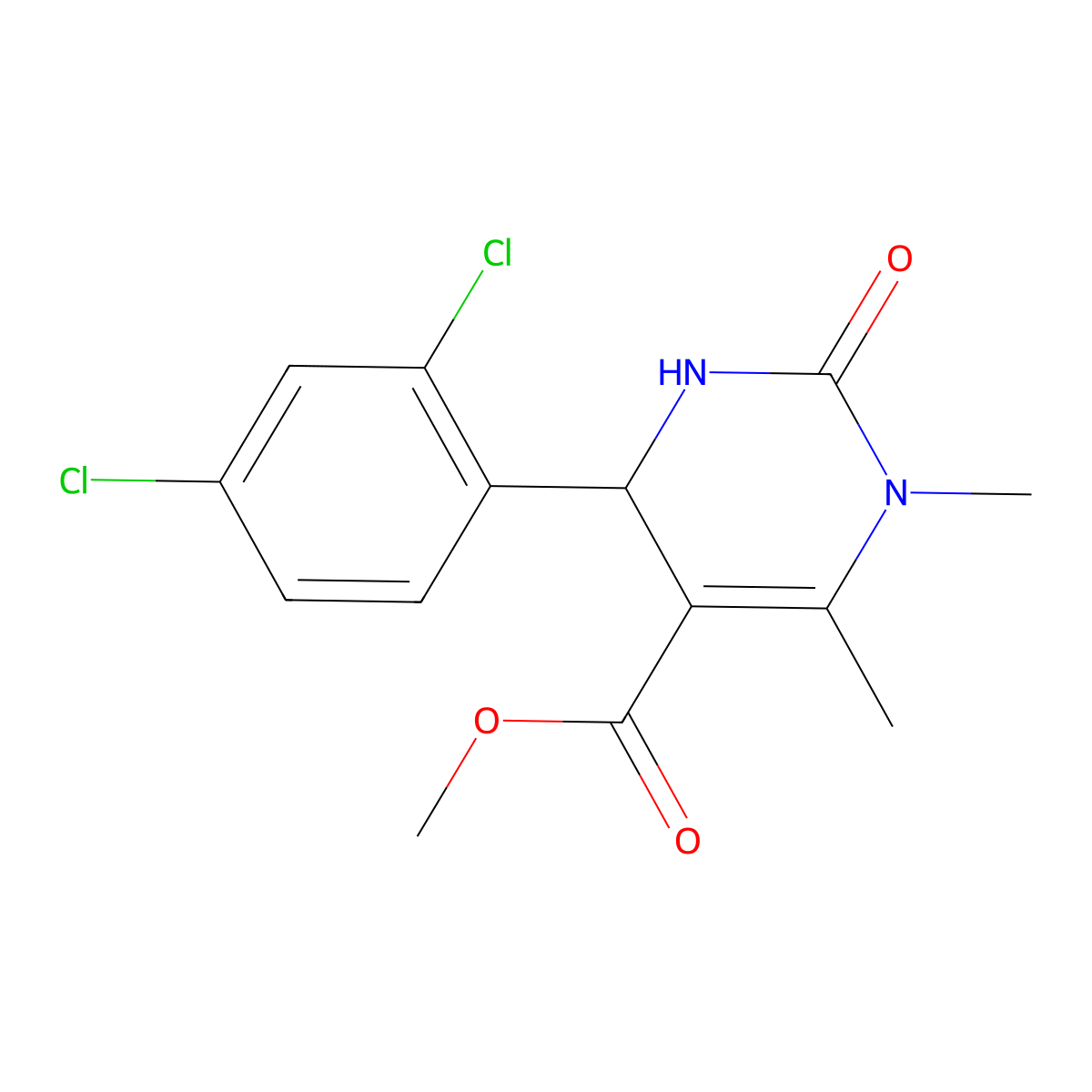 Methyl 4-(2,4-dichlorophenyl)-1,6-dimethyl-2-oxo-1,2,3,4-tetrahydropyrimidine-5-carboxylate molecular structure, CAS 324069-19-4