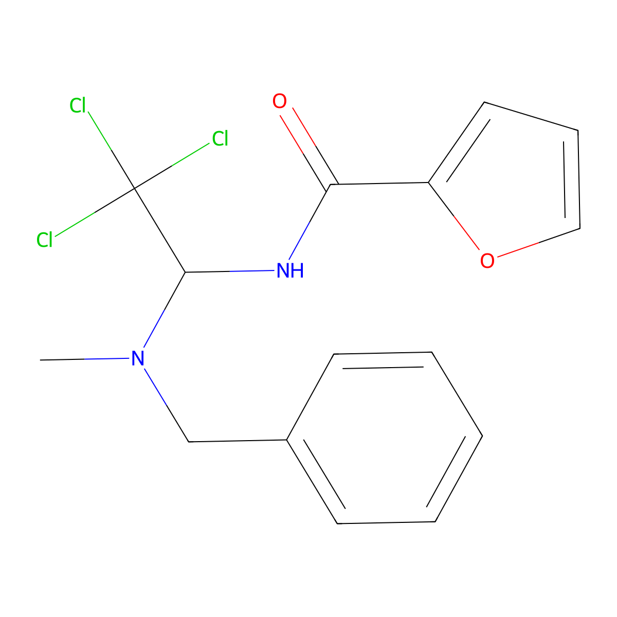 N-{1-[benzyl(methyl)amino]-2,2,2-trichloroethyl}furan-2-carboxamide molecular structure, CAS 324069-38-7