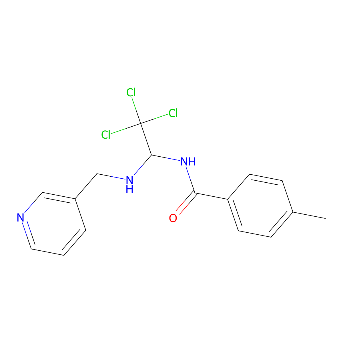 4-Methyl-N-(2,2,2-trichloro-1-((3-pyridinylmethyl)amino)ethyl)benzamide molecular structure, CAS 324069-39-8