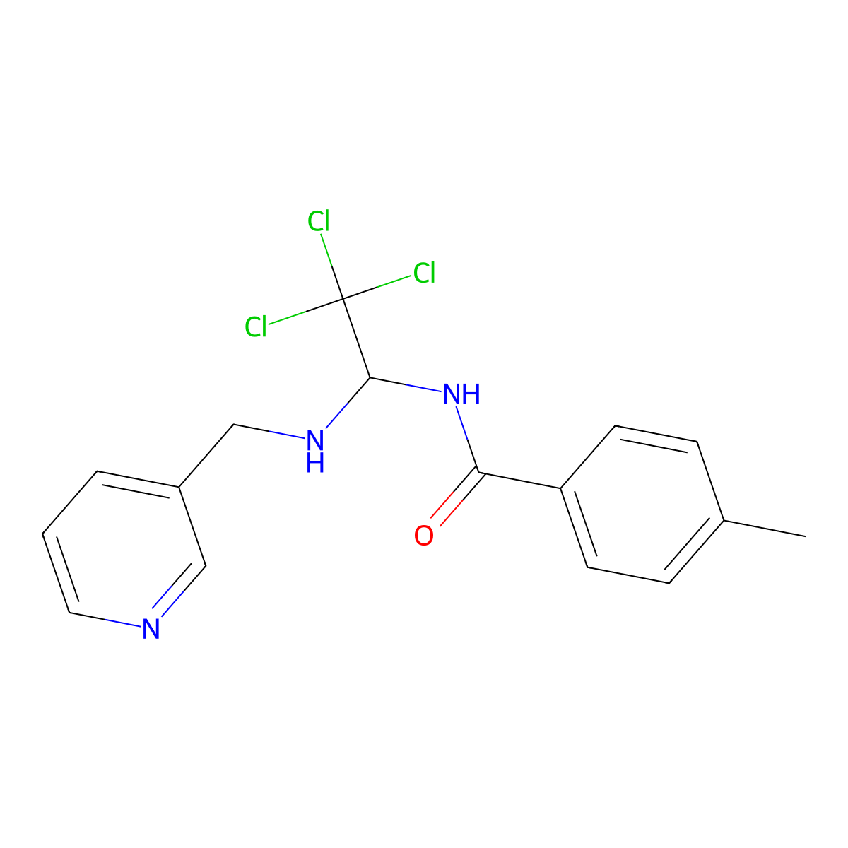 4-Methyl-N-(2,2,2-trichloro-1-((3-pyridinylmethyl)amino)ethyl)benzamide molecular structure, CAS 324069-39-8