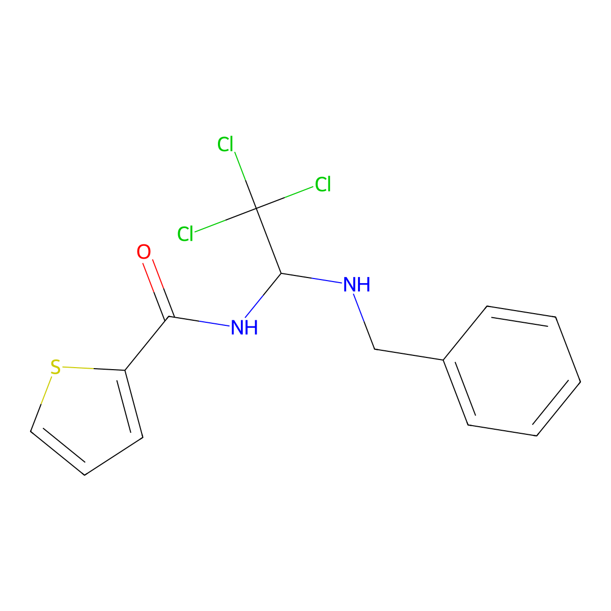 N-[1-(benzylamino)-2,2,2-trichloroethyl]thiophene-2-carboxamide molecular structure, CAS 324069-80-9