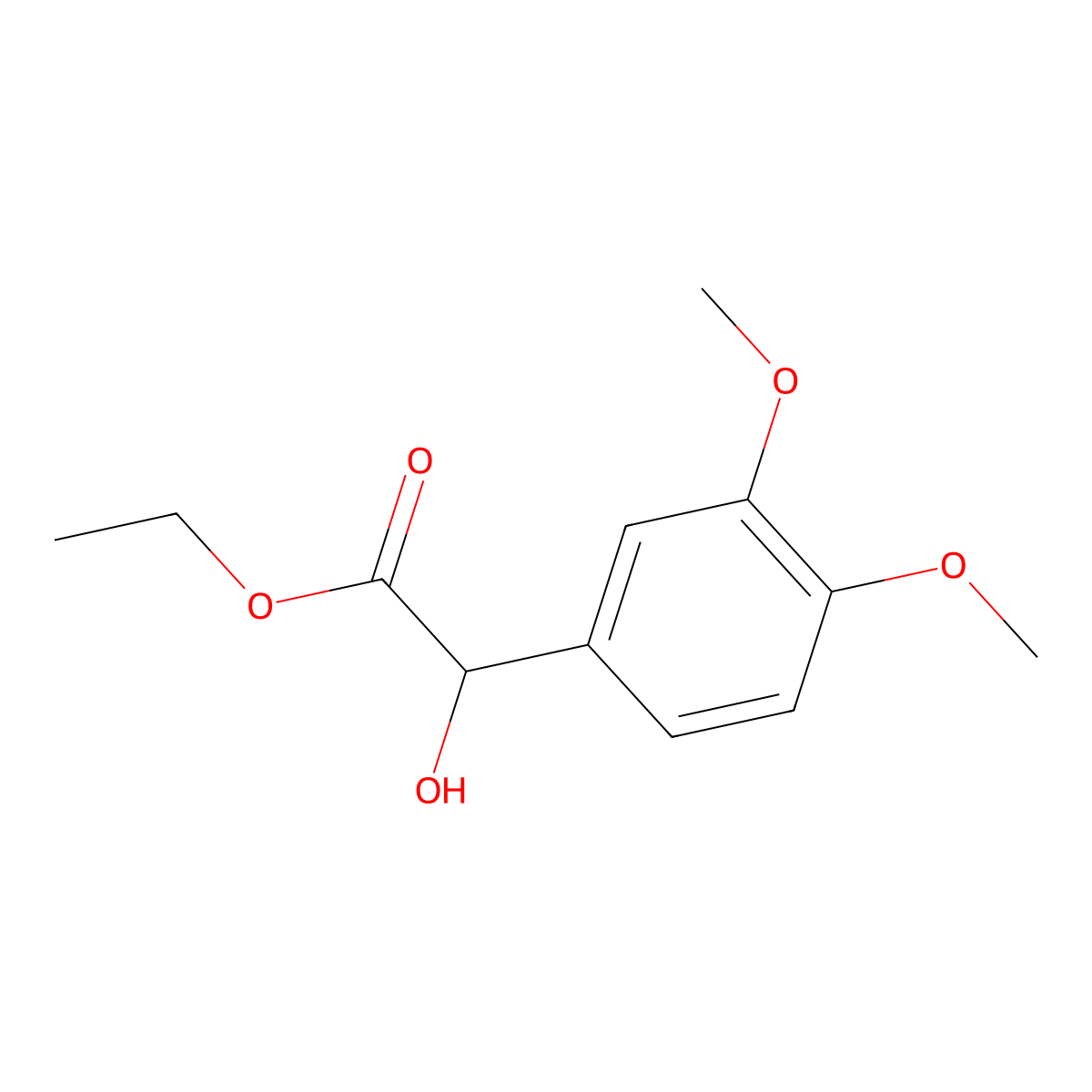 Benzeneacetic acid, alpha-hydroxy-3,4-dimethoxy-, ethyl ester molecular structure, CAS 32407-67-3