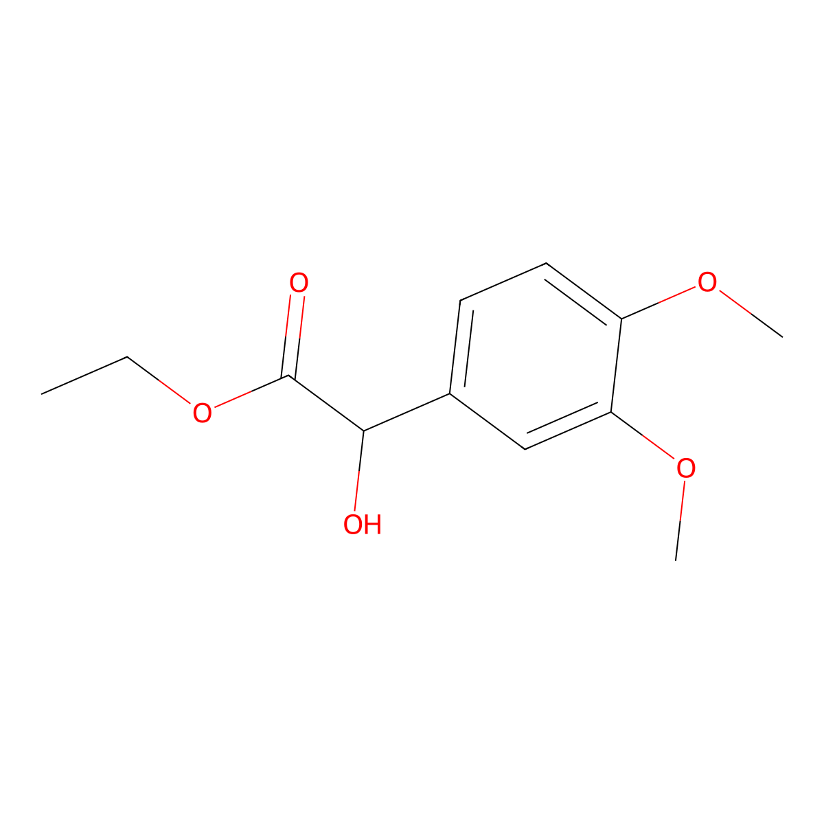 Benzeneacetic acid, alpha-hydroxy-3,4-dimethoxy-, ethyl ester molecular structure, CAS 32407-67-3