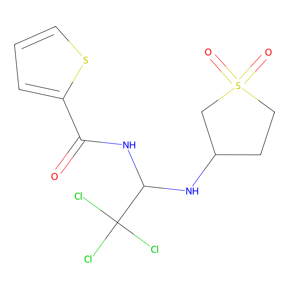 N-{2,2,2-trichloro-1-[(1,1-dioxidotetrahydrothiophen-3-yl)amino]ethyl}thiophene-2-carboxamide molecular structure, CAS 324070-01-1
