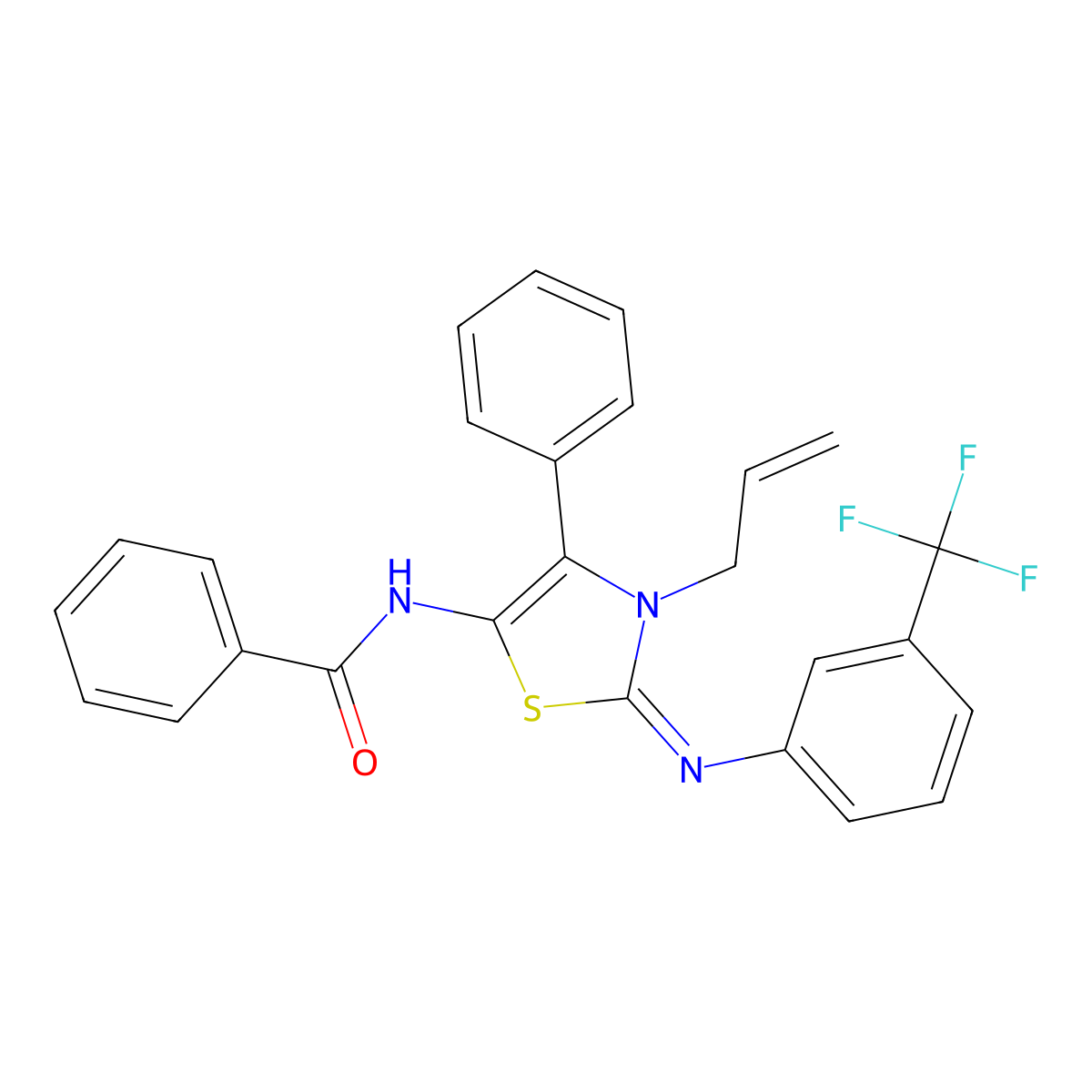 (E)-N-(3-allyl-4-phenyl-2-((3-(trifluoromethyl)phenyl)imino)-2,3-dihydrothiazol-5-yl)benzamide molecular structure, CAS 324070-09-9